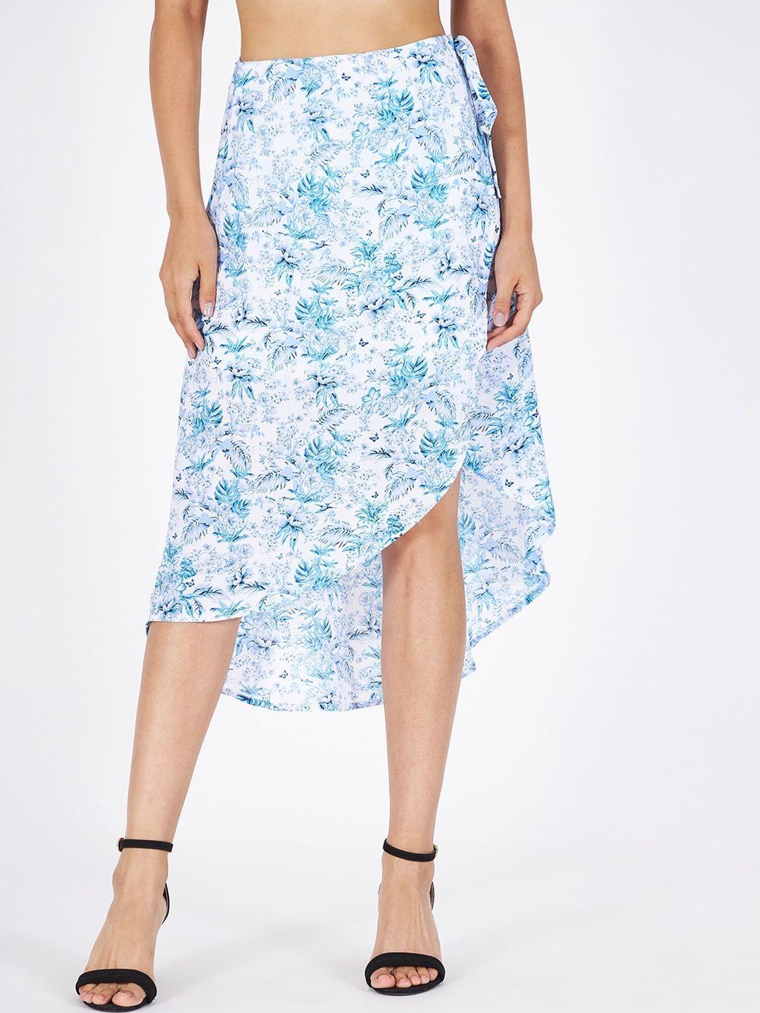 kibo floral printed wrap-aound midi skirt