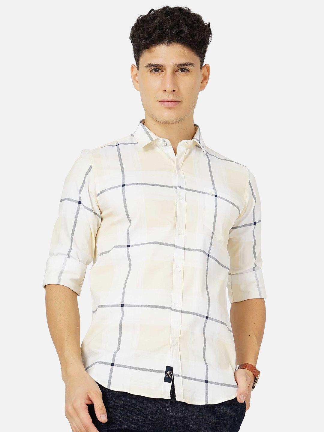 soratia men cotton checked casual shirt