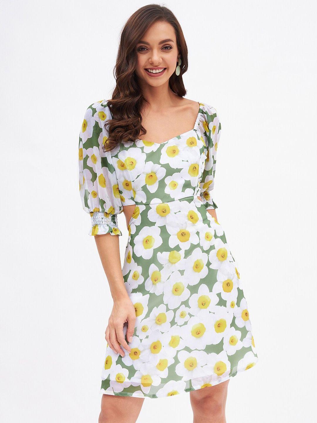 kibo floral georgette a-line dress