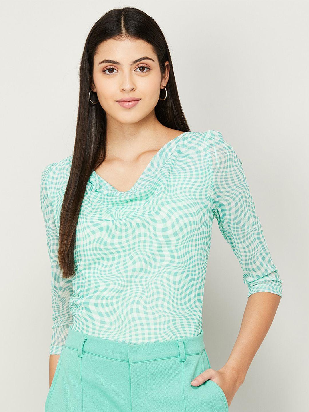 code by lifestyle print cowl neck top