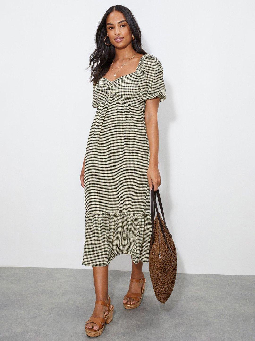 dorothy perkins checked a-line midi dress