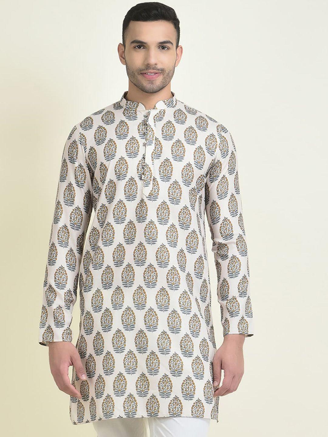 deyann men ethnic motifs printed kurta with pyjamas