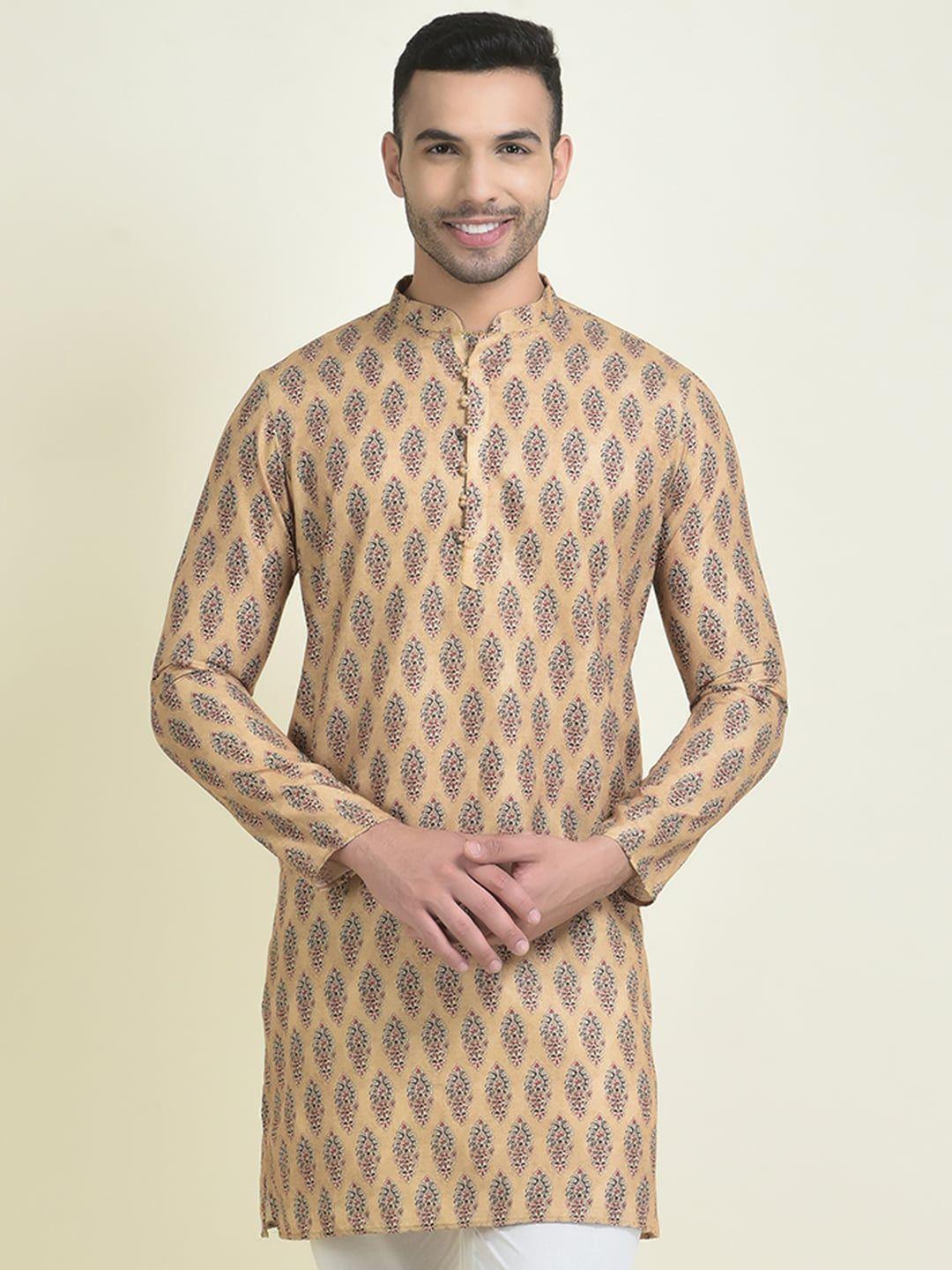 deyann men floral printed kurta with pyjamas