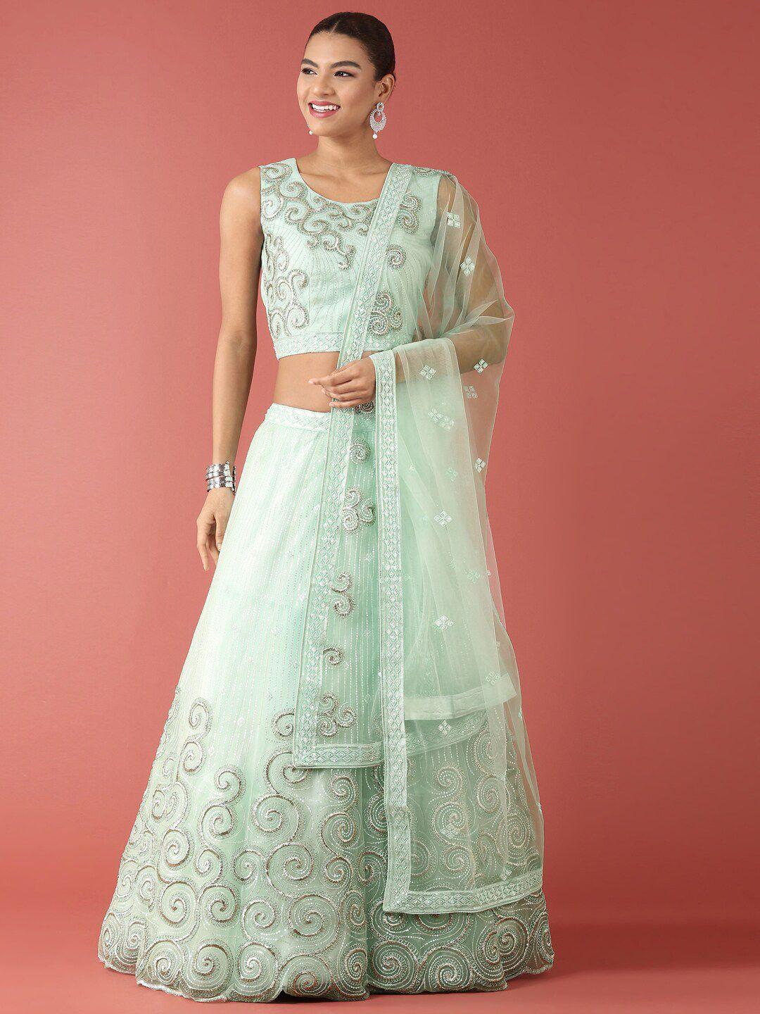 panchhi embellished sequinned semi-stitched lehenga & unstitched blouse with dupatta