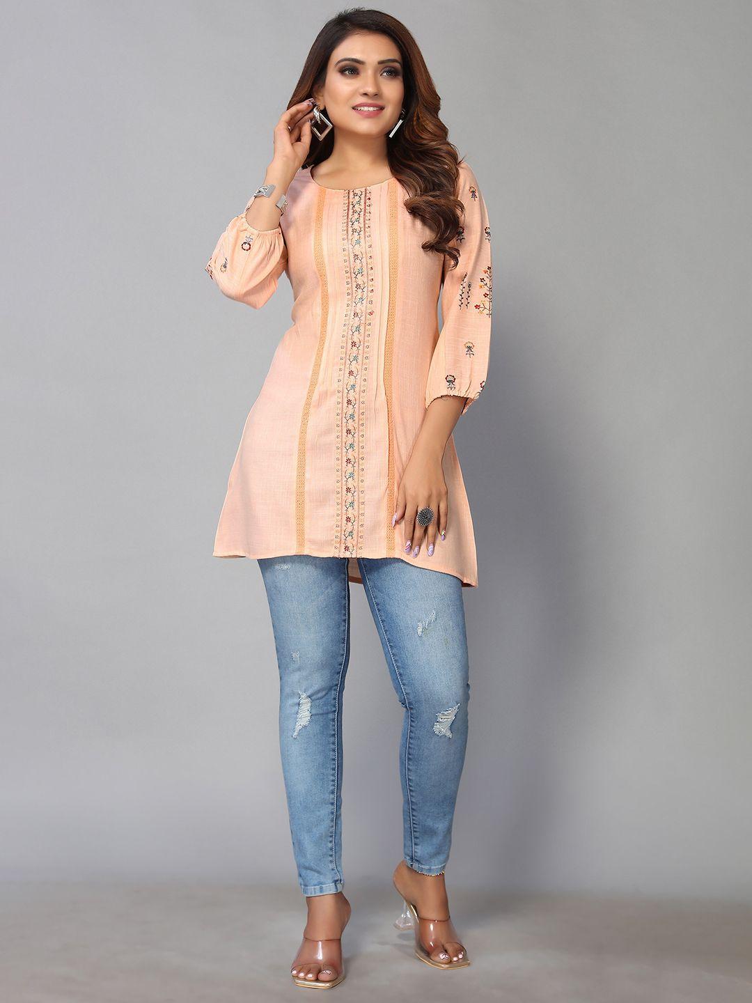 nimayaa round neck embroidered top