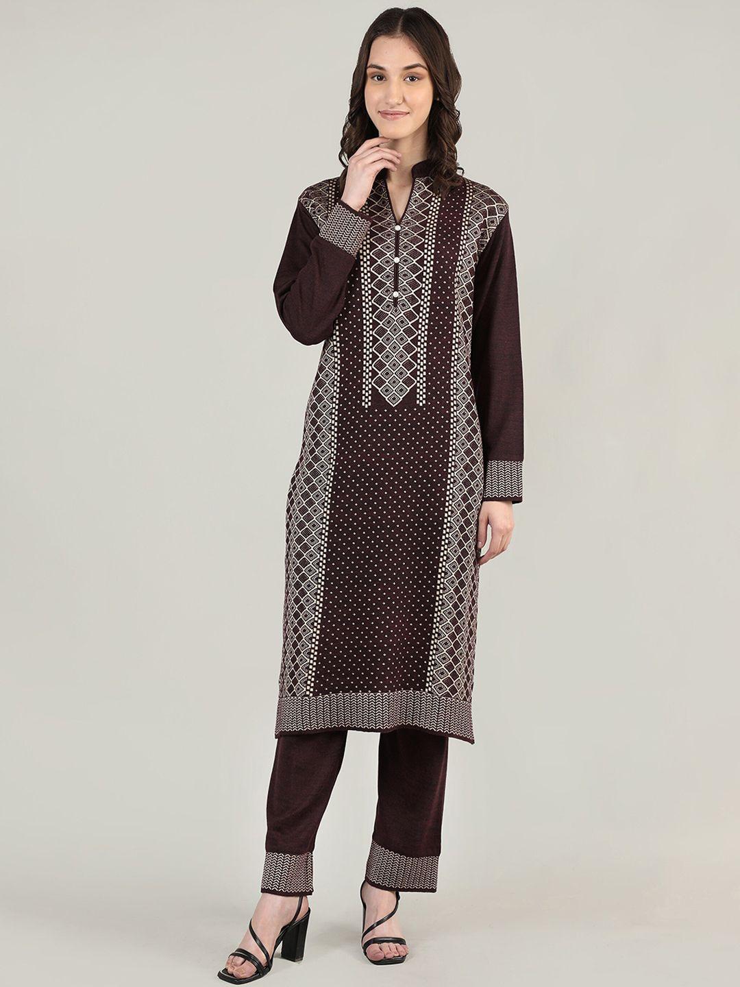 mikhad women purple ethnic motifs kurta with trousers