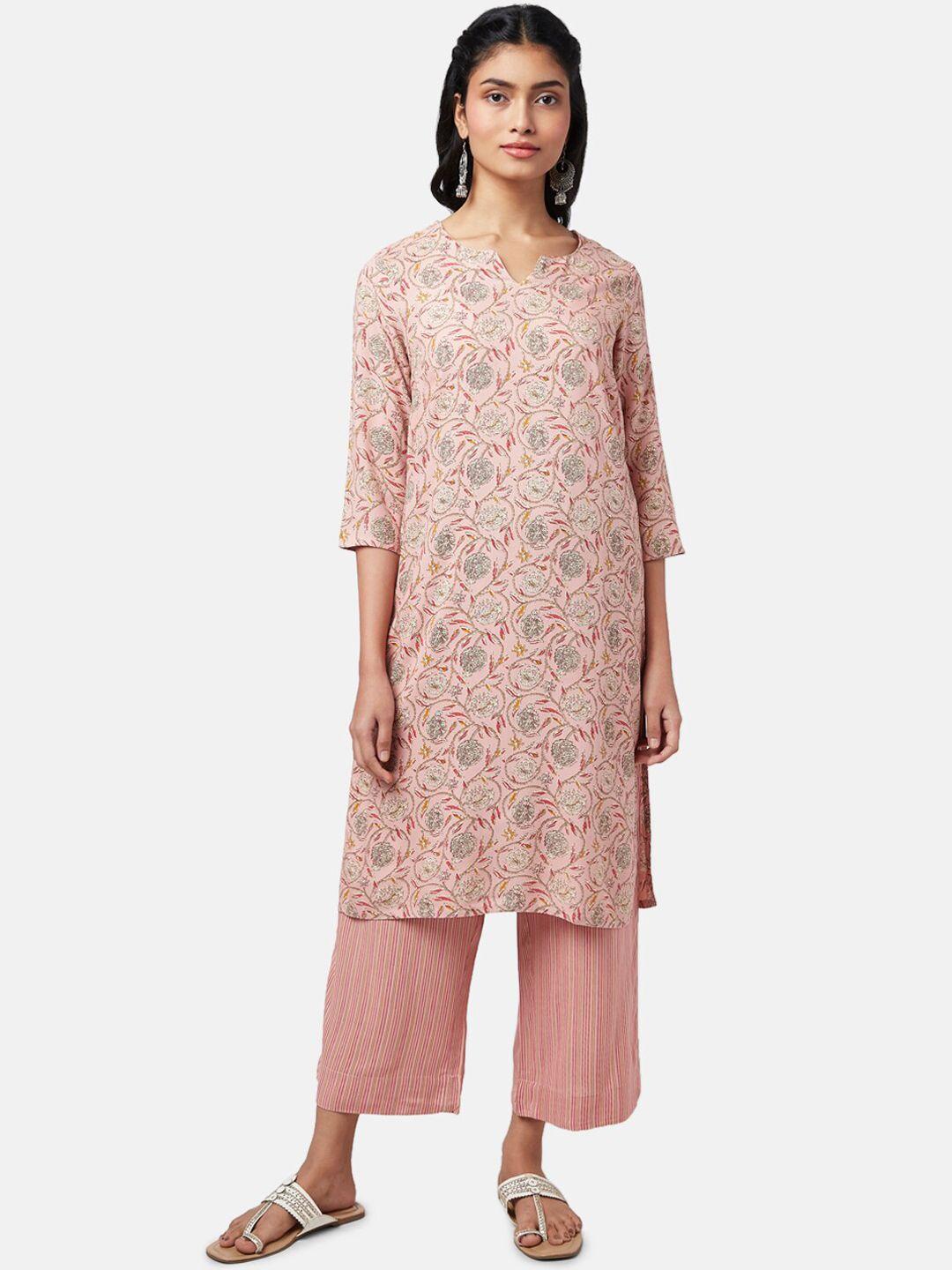 rangmanch by pantaloons floral printed round neck kurta with trousers