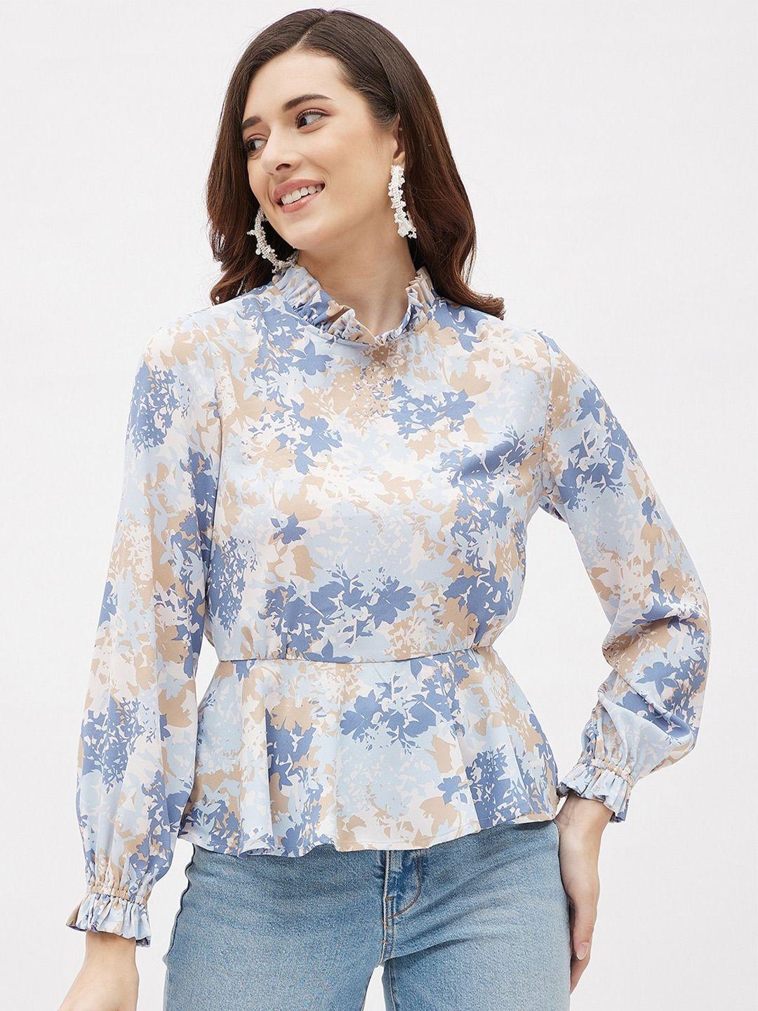 kibo floral print crepe peplum top