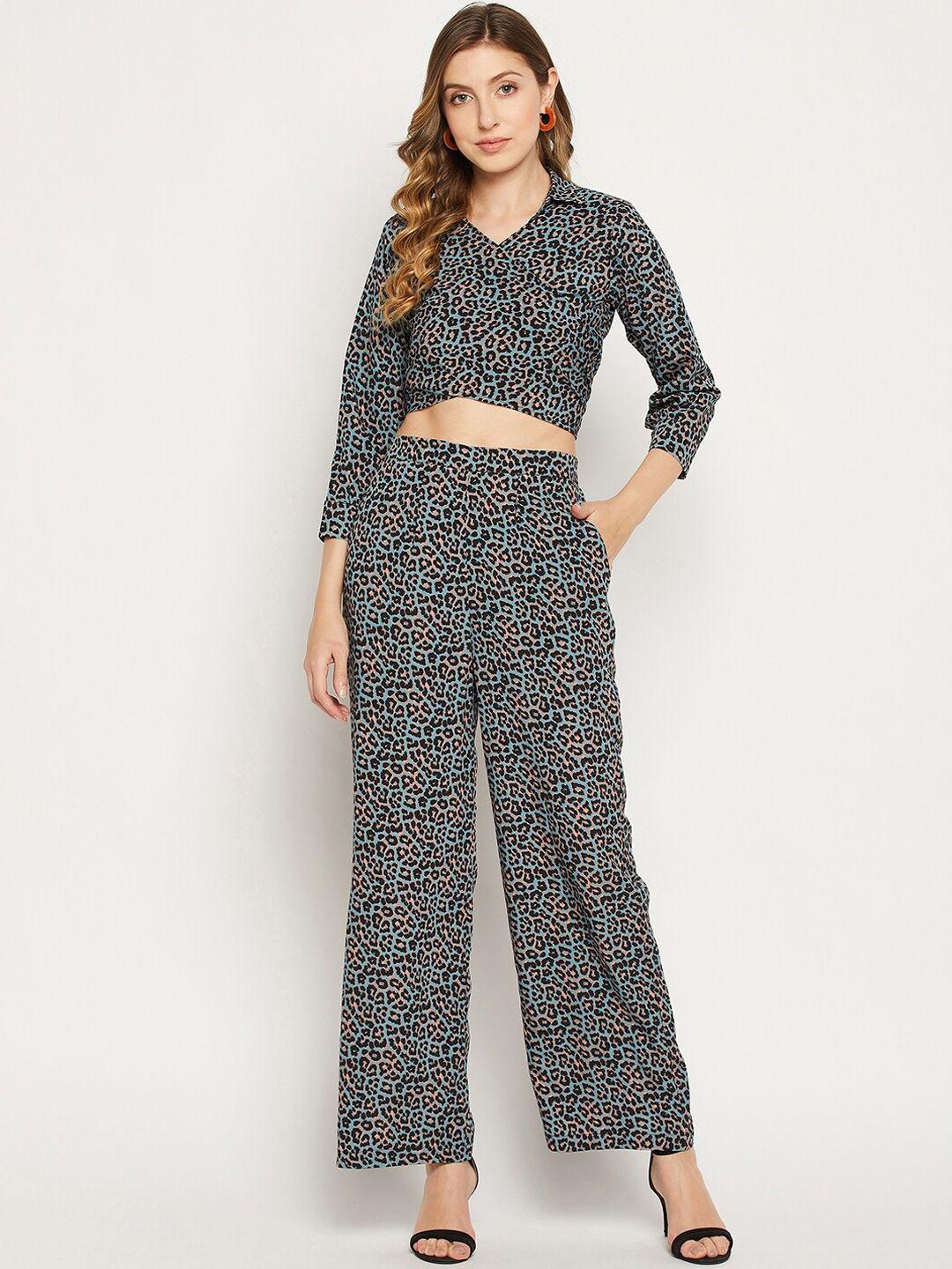 fashfun women printed crop-top & trouser co-ords