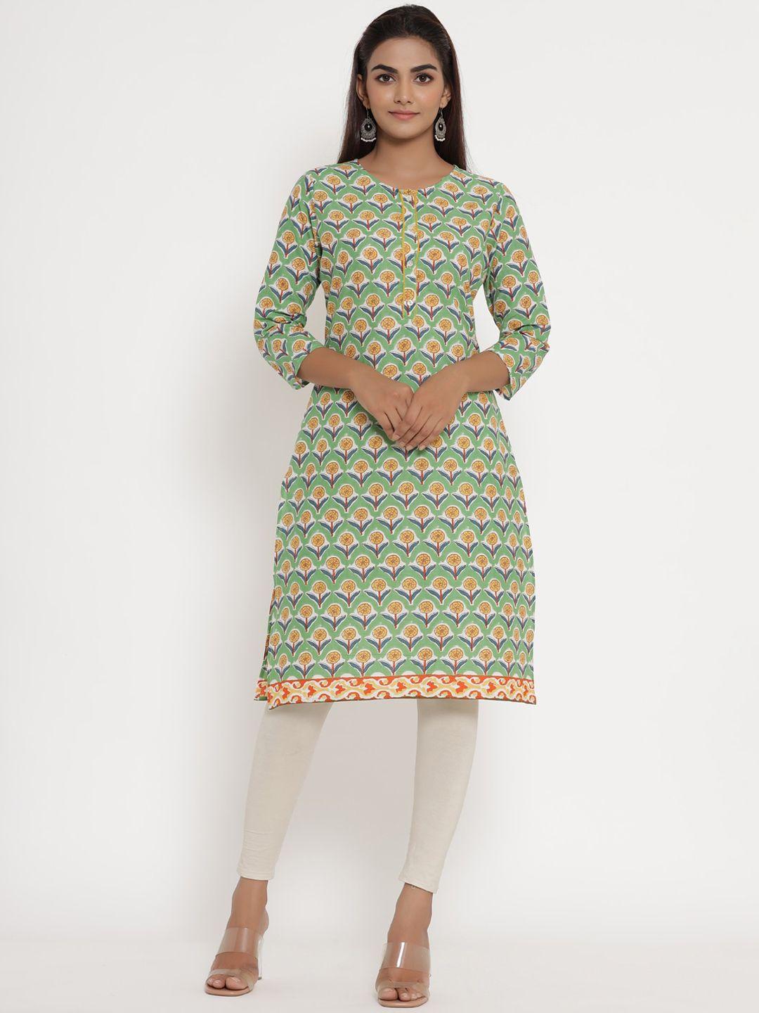 mirari floral printed regular straight cotton kurta