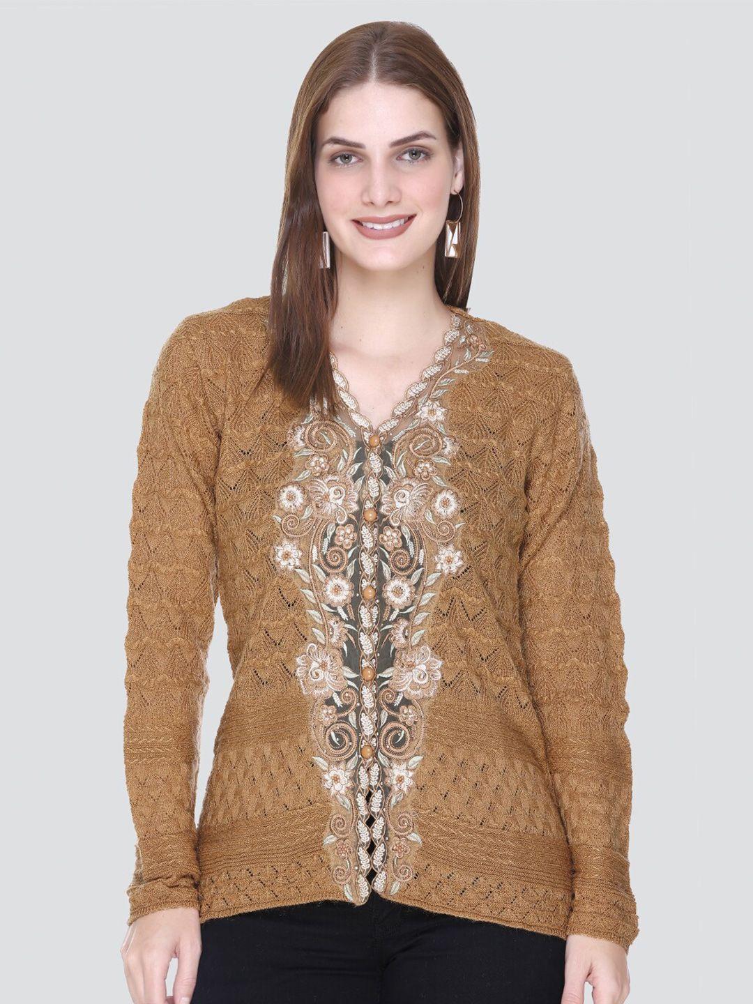 arshiya women woolen embroidered cardigan with embellished detail