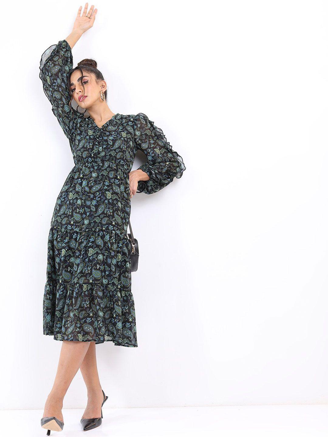 tokyo talkies floral printed a-line midi dress