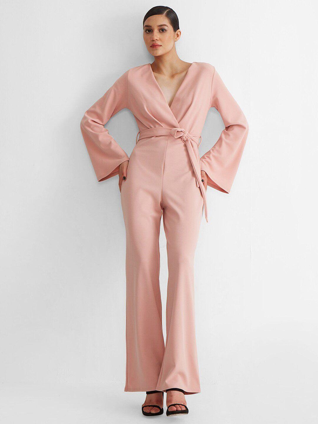 cover story v-neck basic jumpsuit