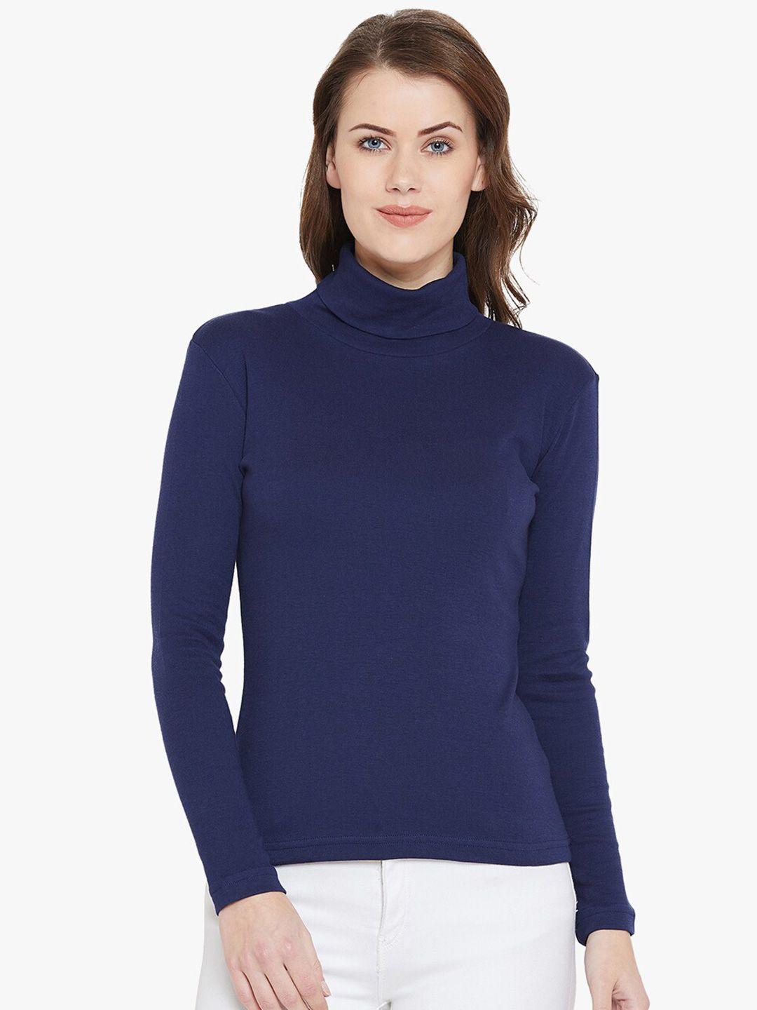 hypernation women turtle neck pure cotton t-shirt