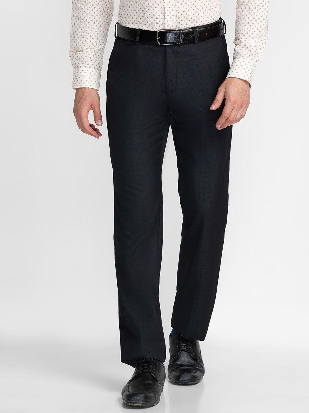 oxemberg men checked slim fit formal trousers