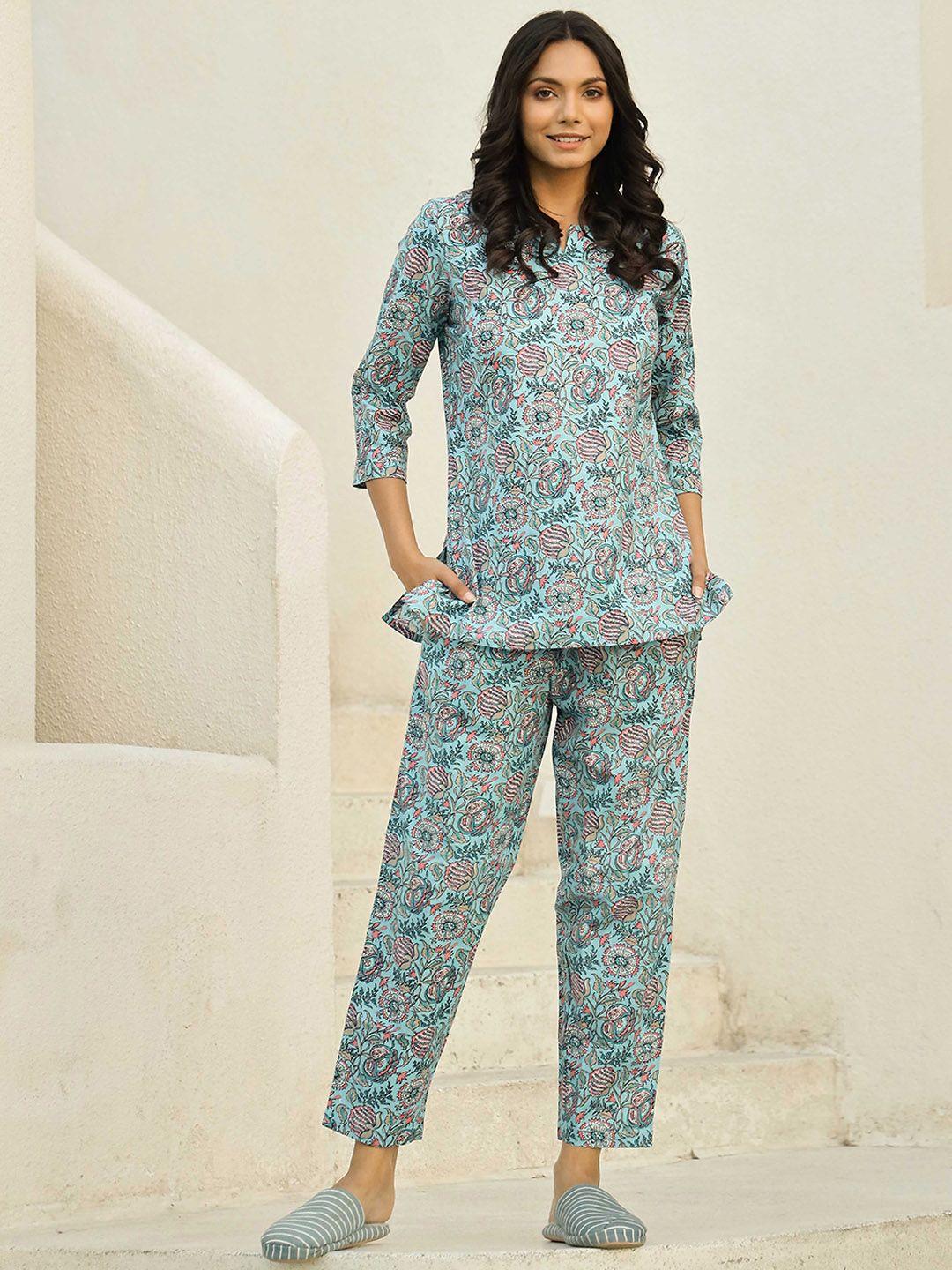 sanskrutihomes women printed pure cotton night suit