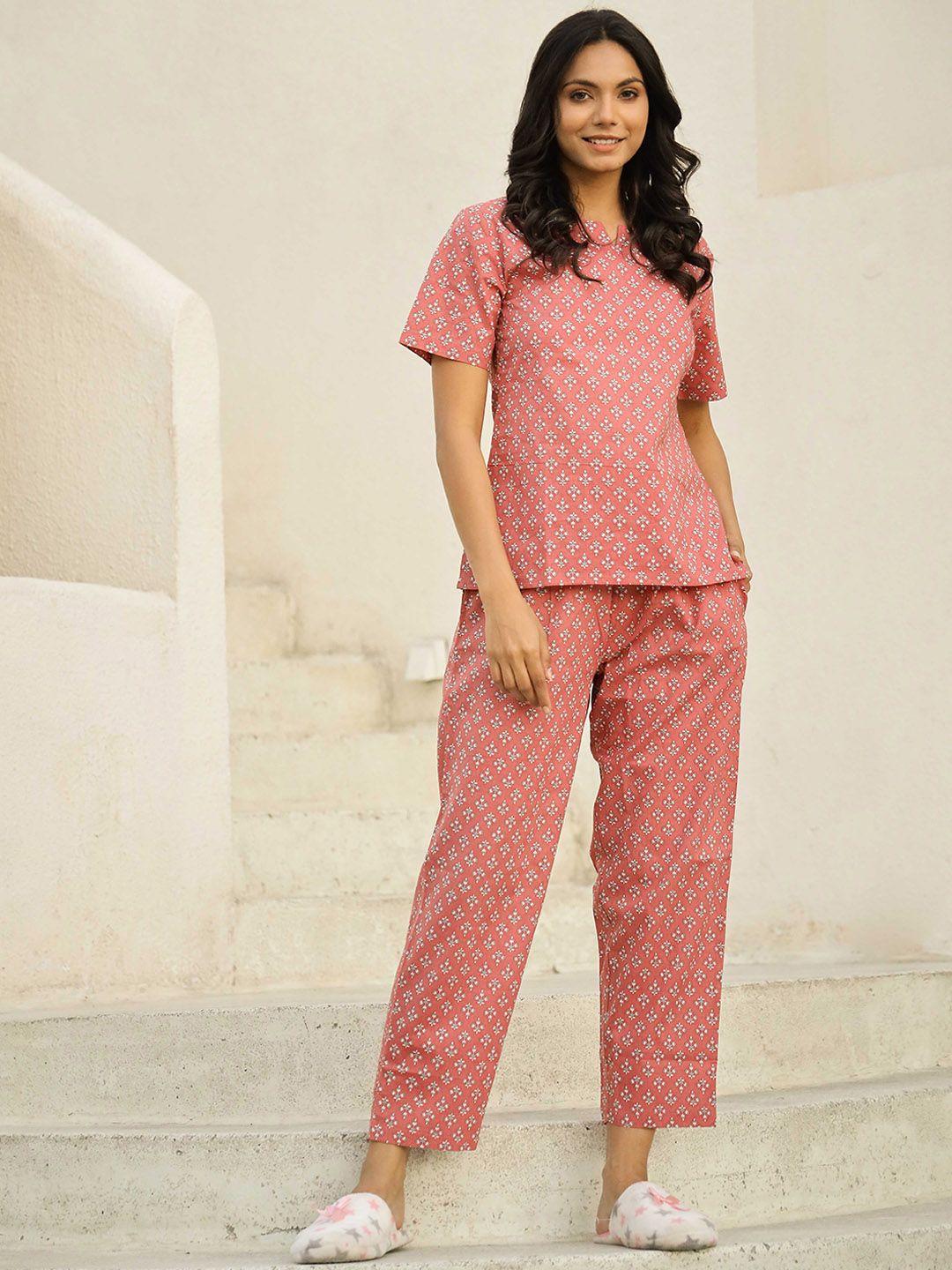 sanskrutihomes women printed pure cotton night suit