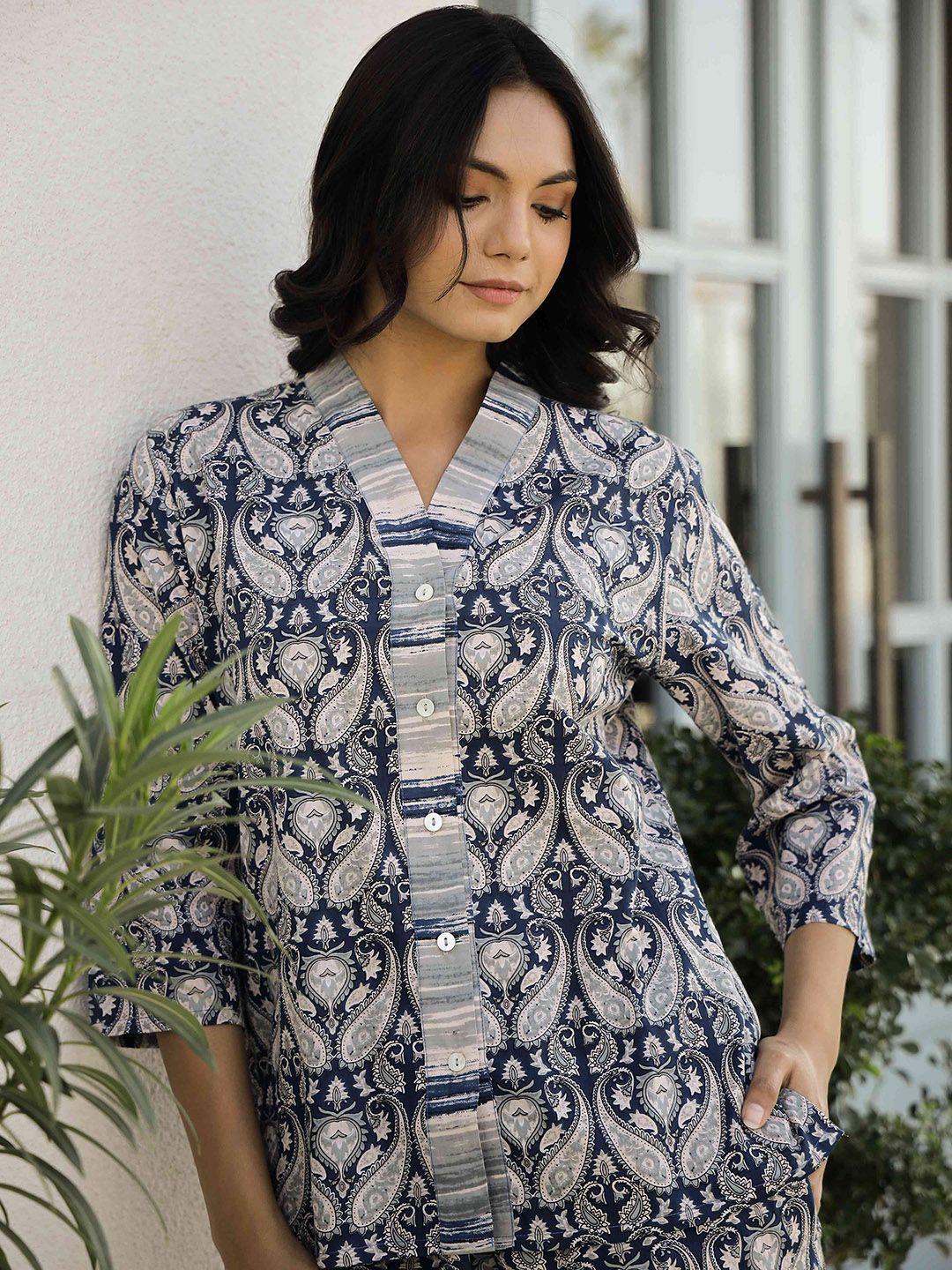 sanskrutihomes women printed pure cotton night suit