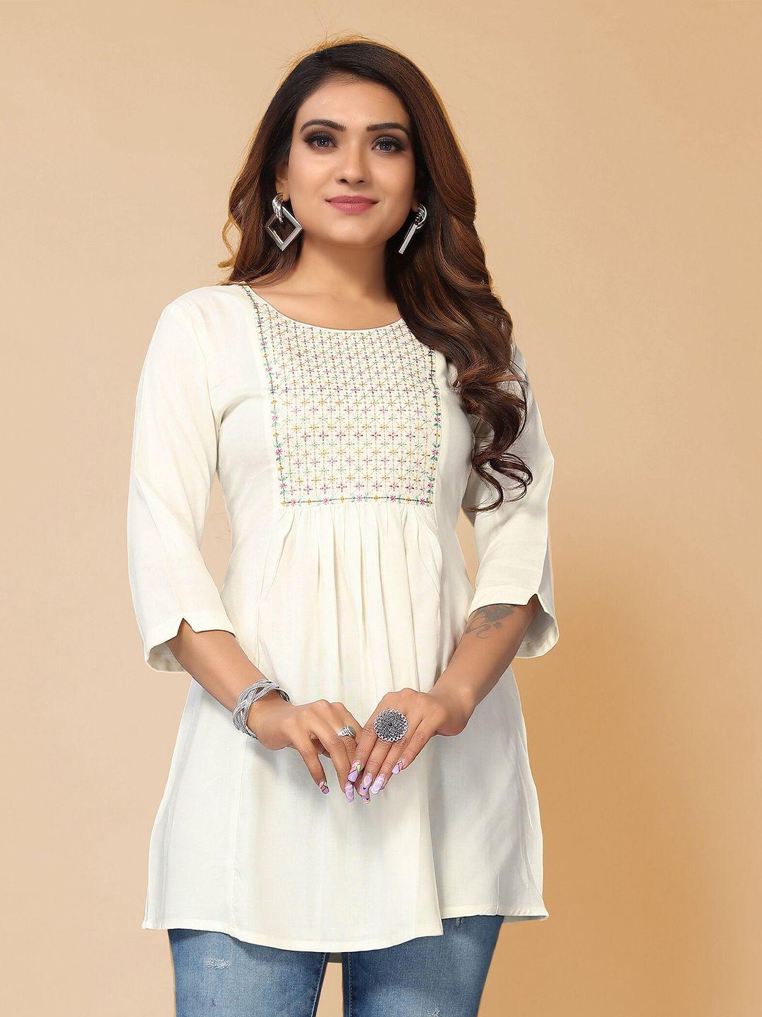 kalini ethnic motifs embroidered flared a-line kurti