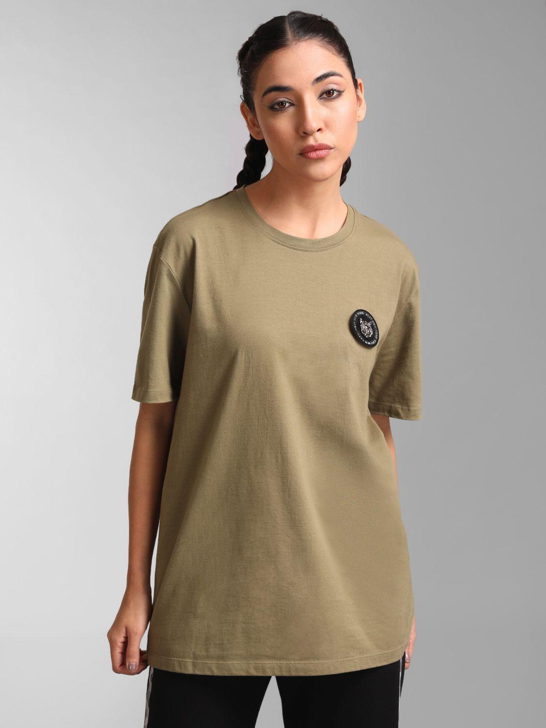 kz07 by kazo women olive green applique t-shirt