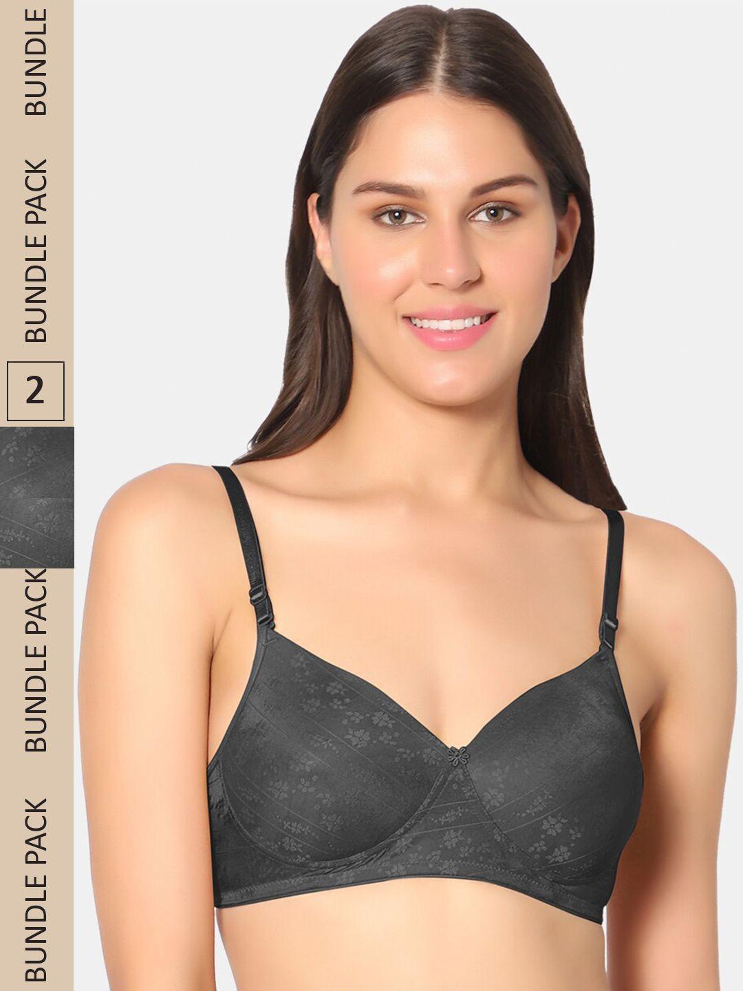 sonari pack of 2 self design lightly padded non-wired bra