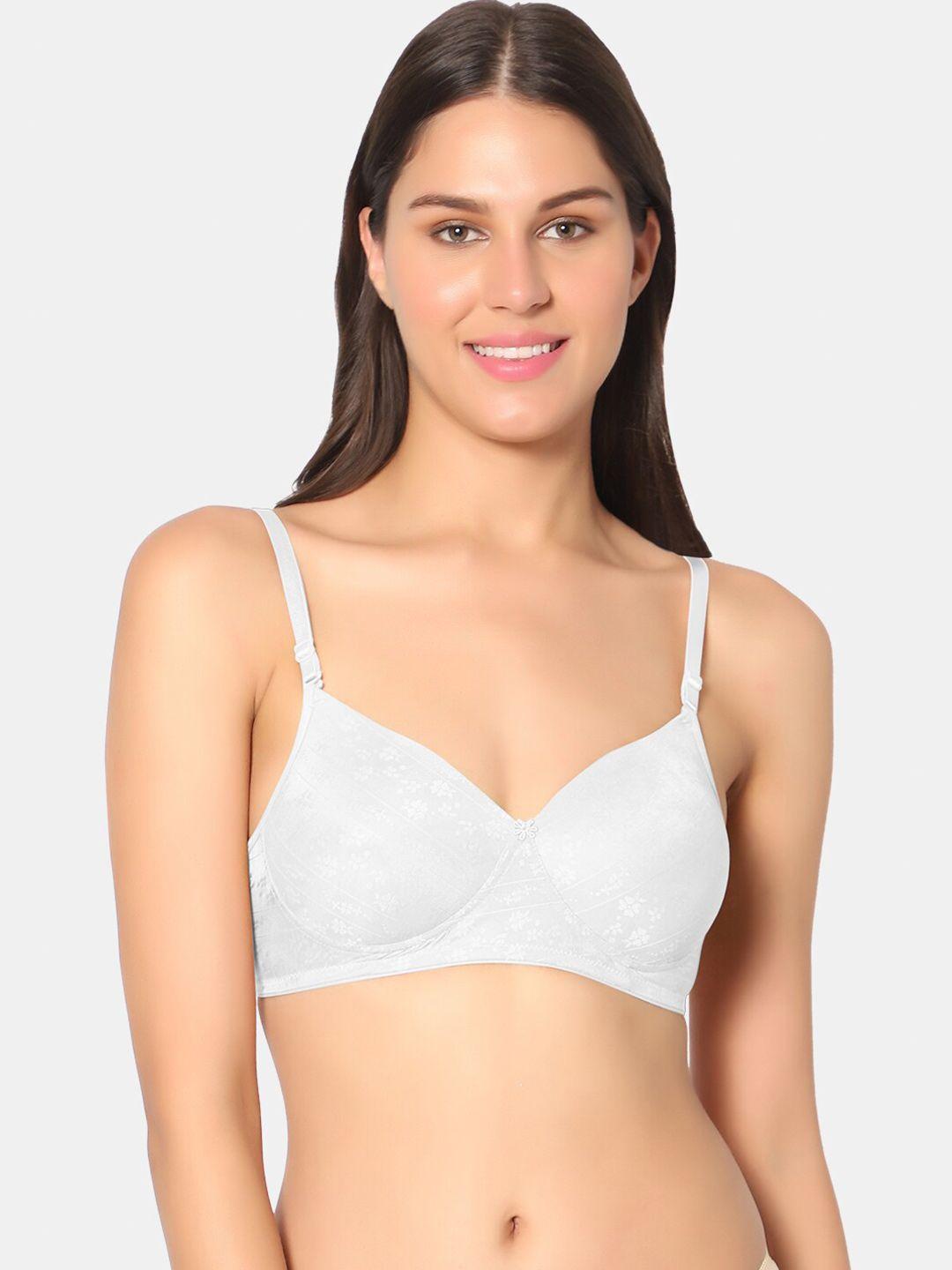 sonari floral printed lightly padded non-wired all day comfort t-shirt bra crockswhite