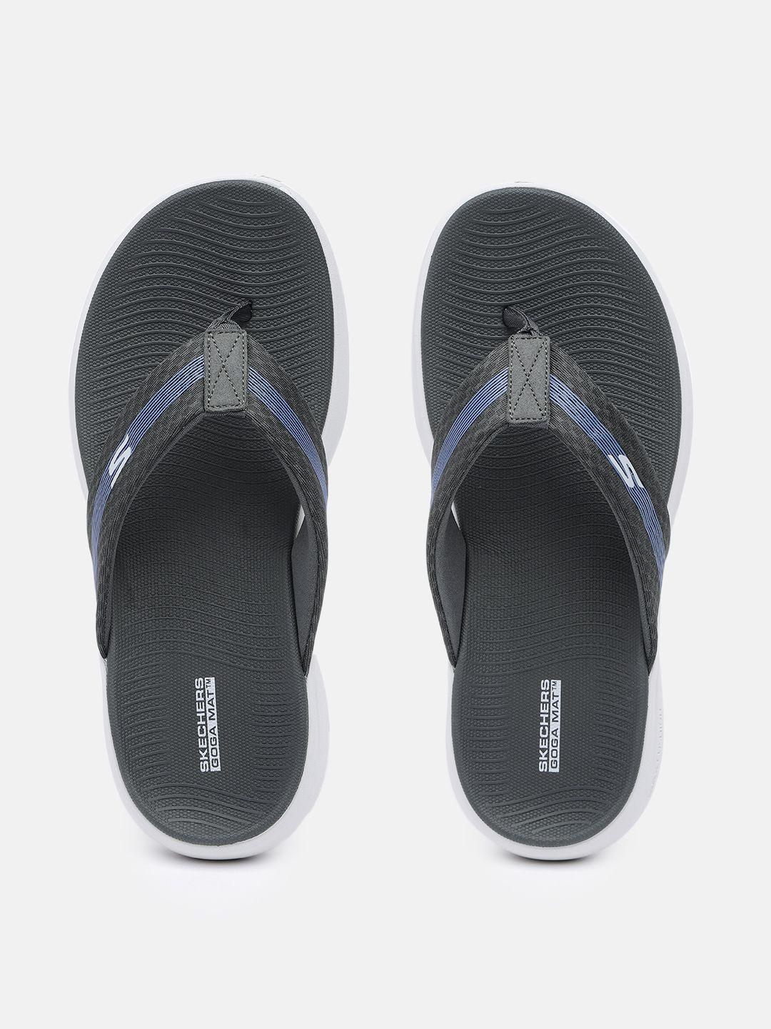 skechers men max cushioning essential sand striped thong flip-flops