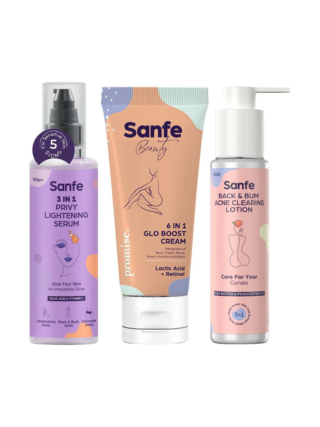 sanfe pack of 3 intimate wash bright & glow kit