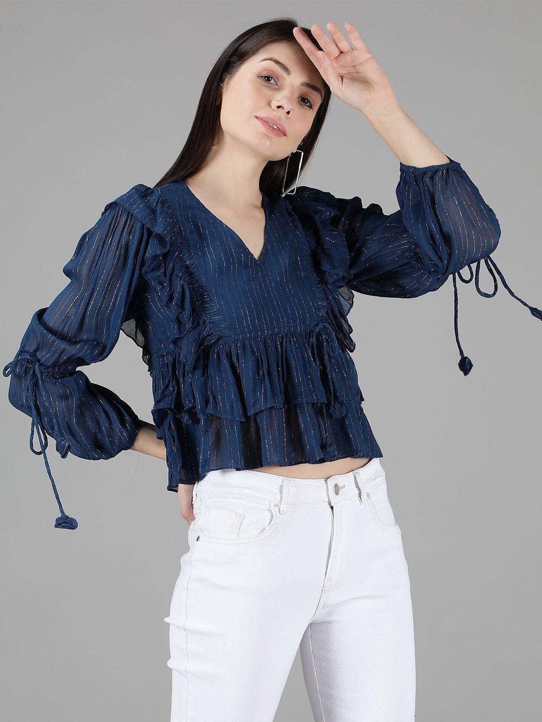 amagyaa striped ruffles top