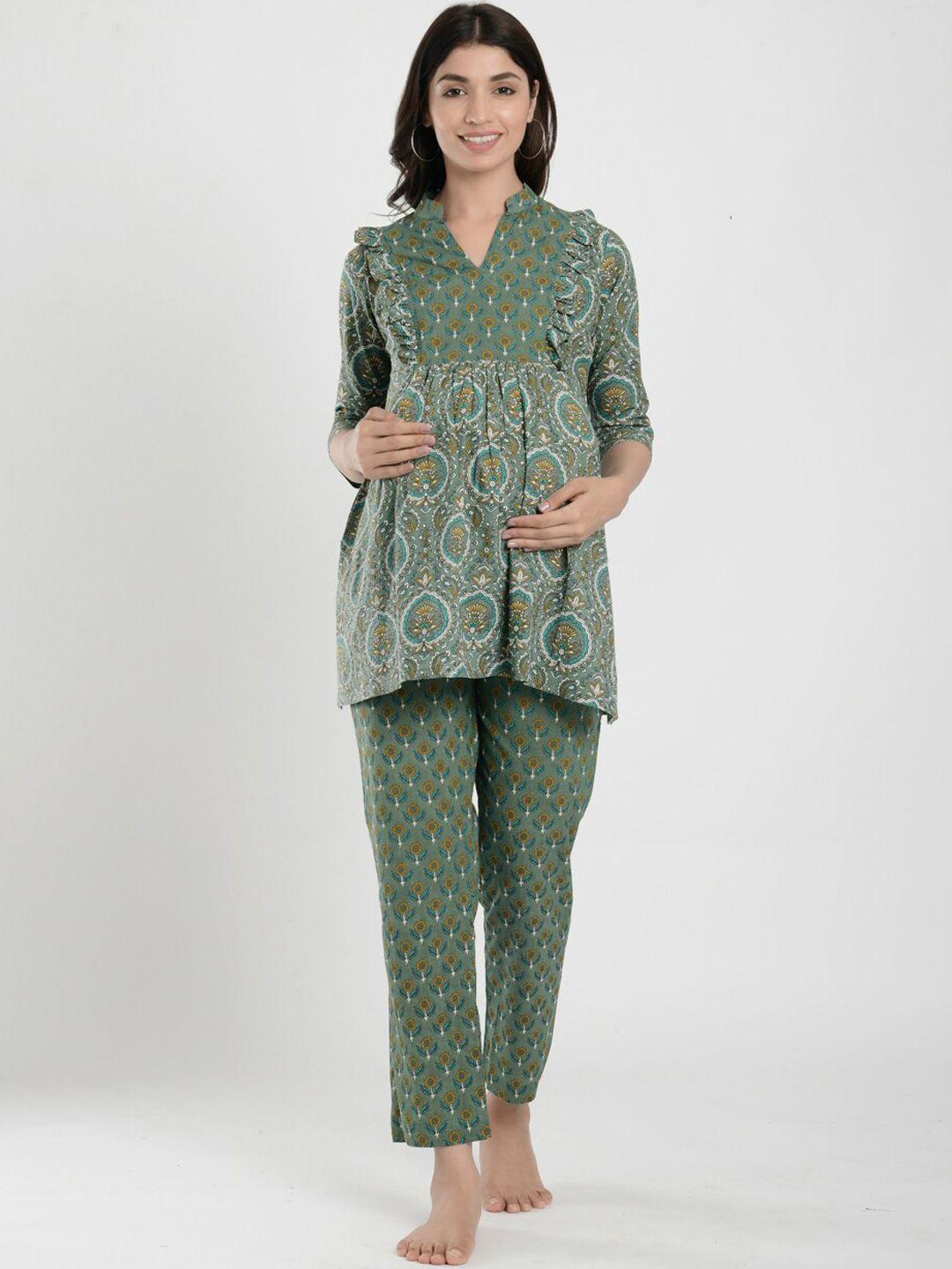 ikk kudi by seerat women floral printed pure cotton kurti with trousers