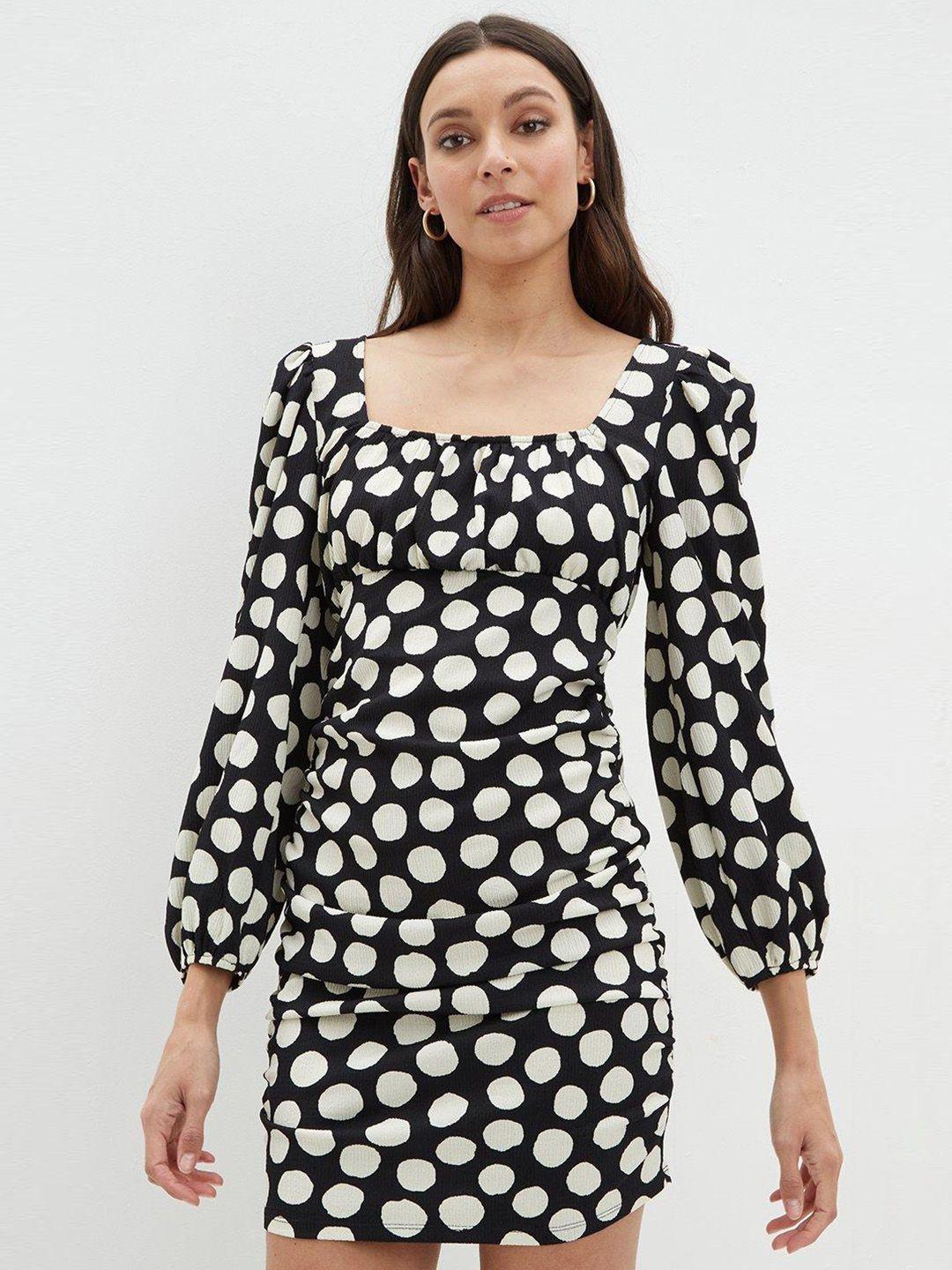 dorothy perkins polka dot ruched sheath mini dress