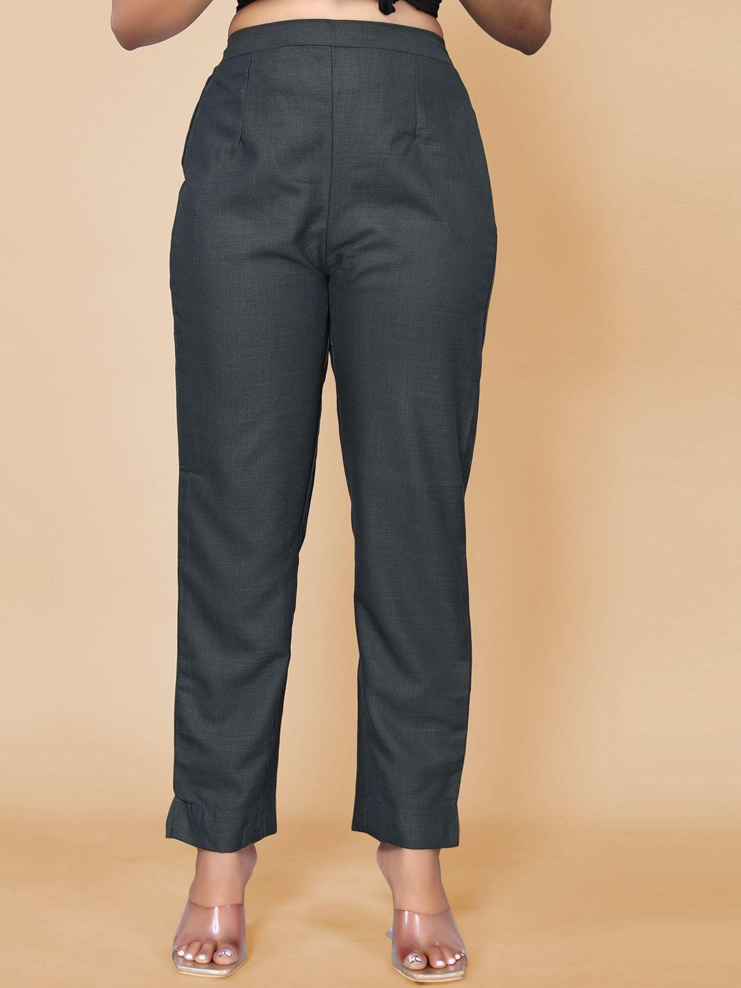 sangria women regular fit cotton plain trousers