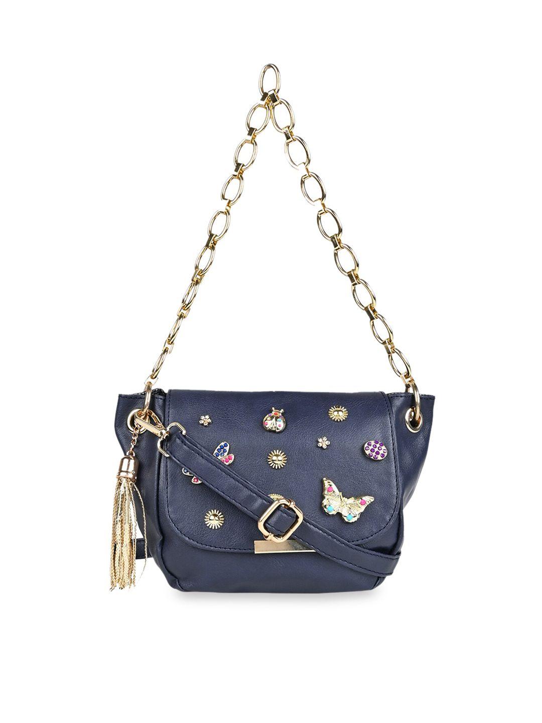 vdesi embellished structured shoulder bag with tasseled