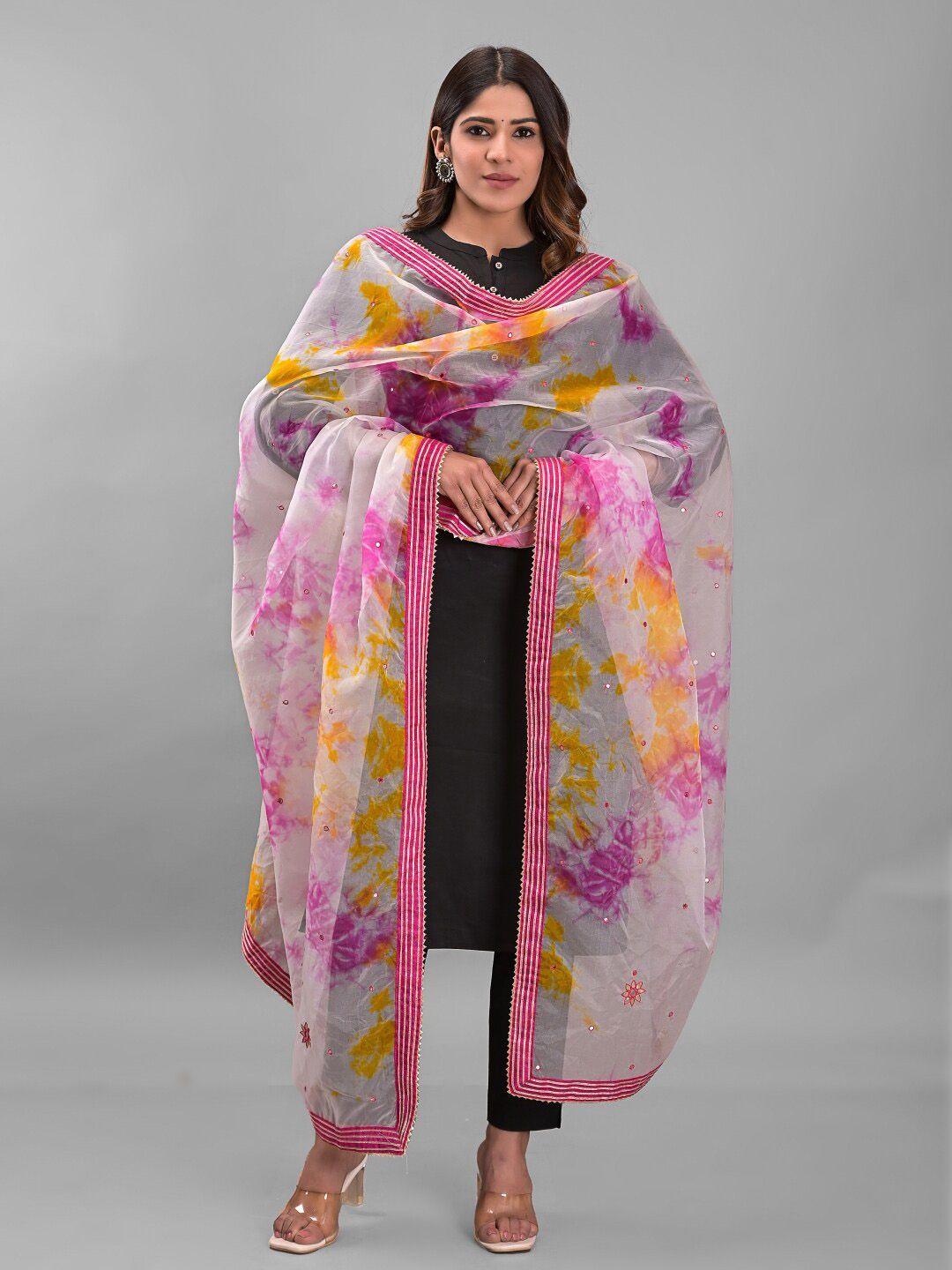 apratim dyed organza shibori dupatta