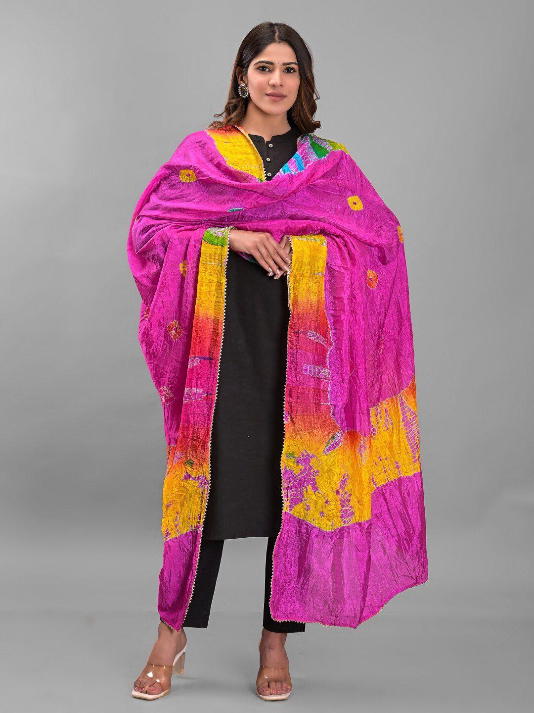 apratim dyed art silk shibori dupatta