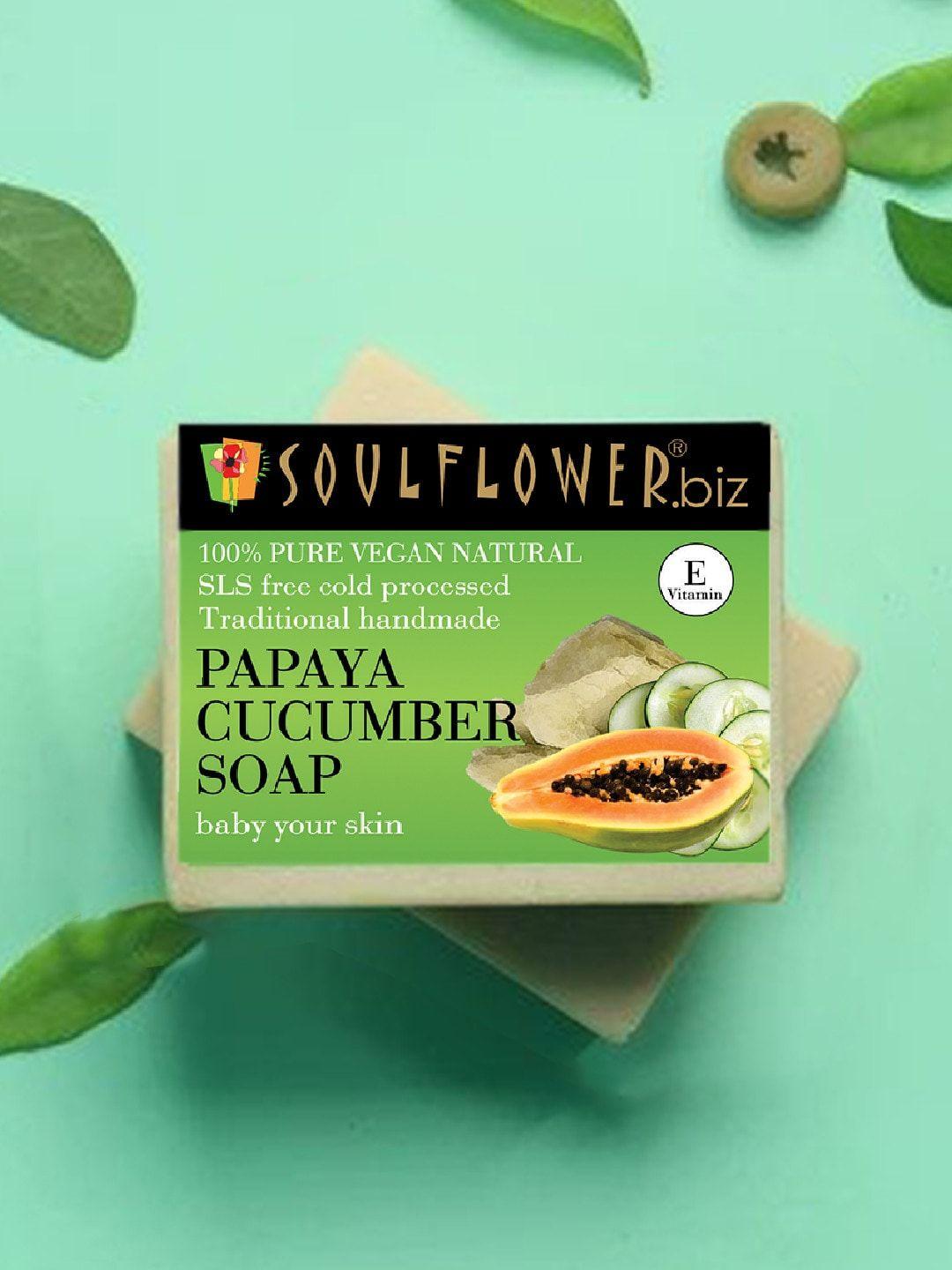 soulflower pack of 2 papaya cucumber soap best natural make up remover with natural oil 150g