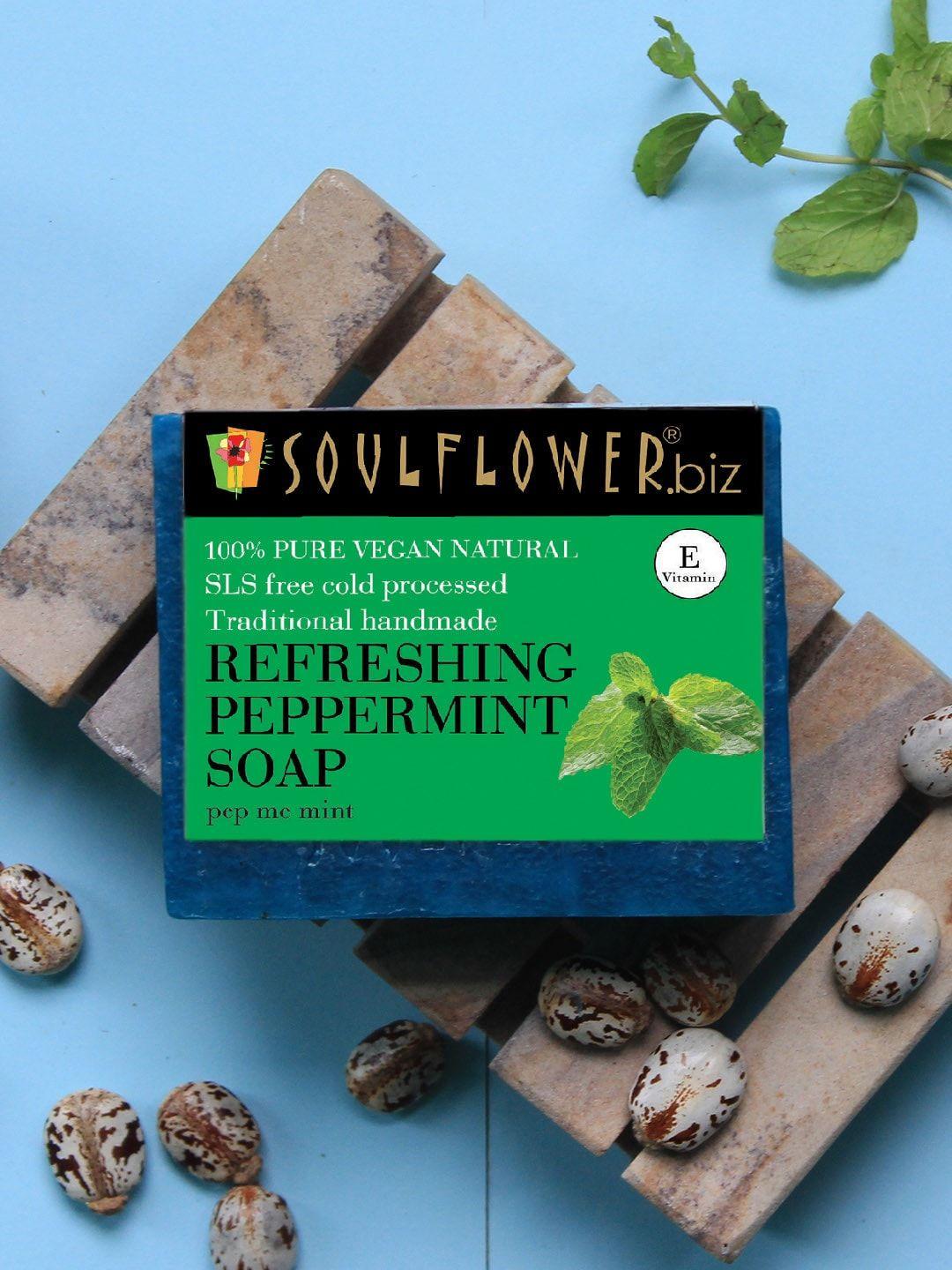 soulflower sustainable unisex pack of 2 refreshing peppermint soaps