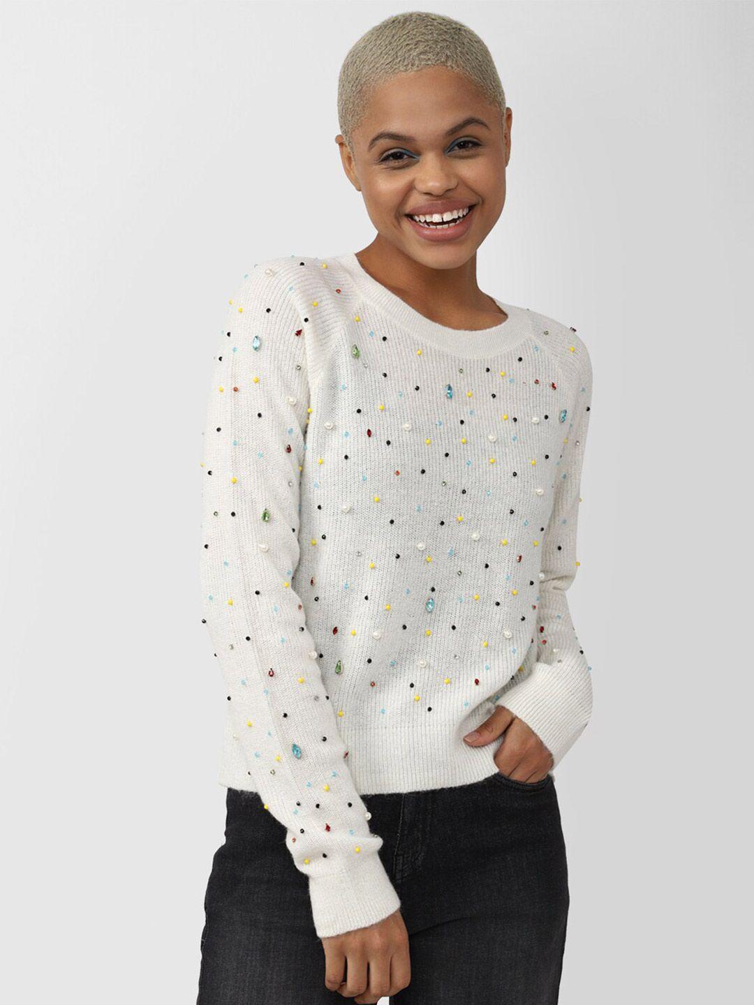 forever 21 women embroidered pullover sweater