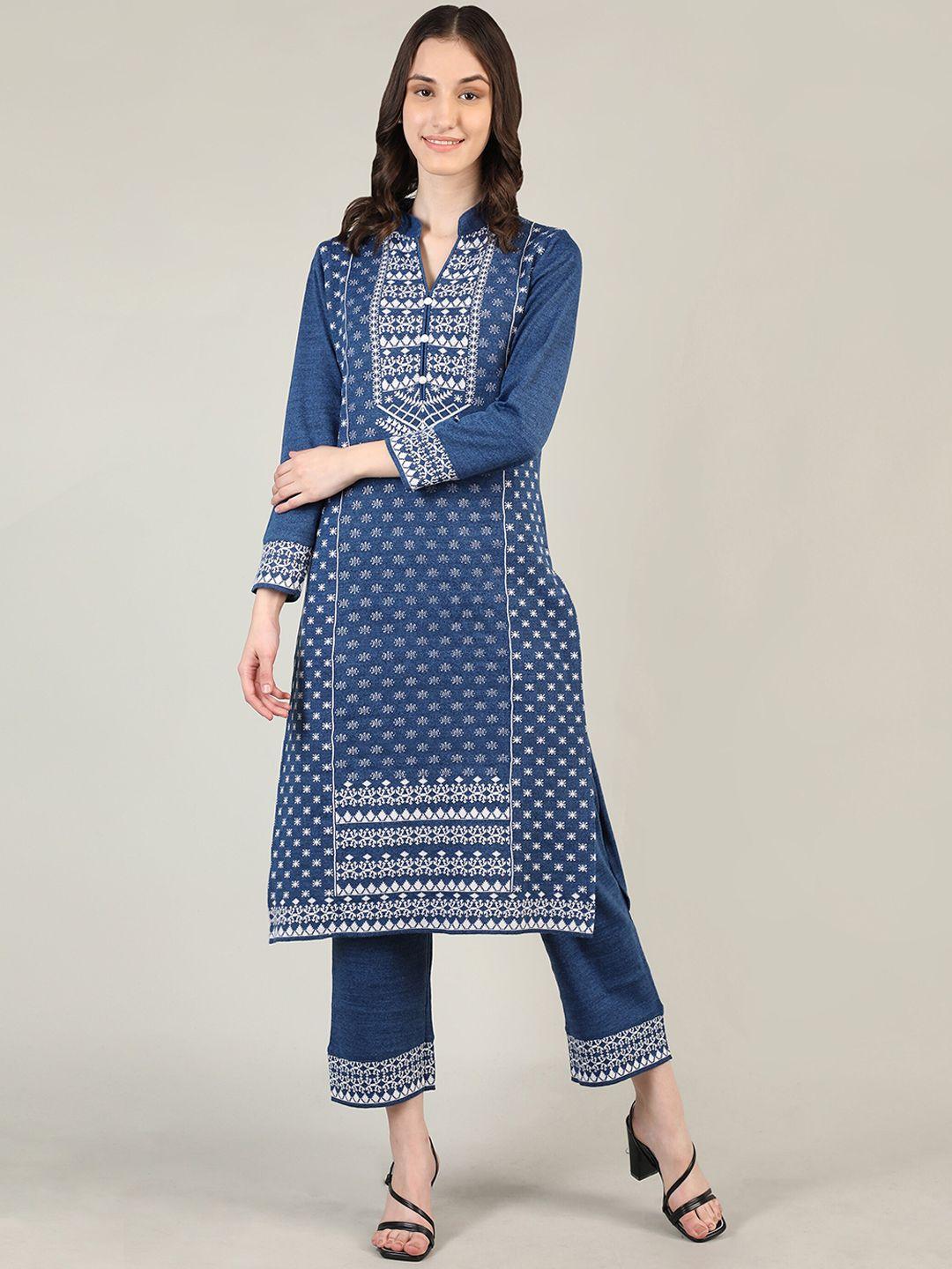 mikhad women blue kurta with trousers