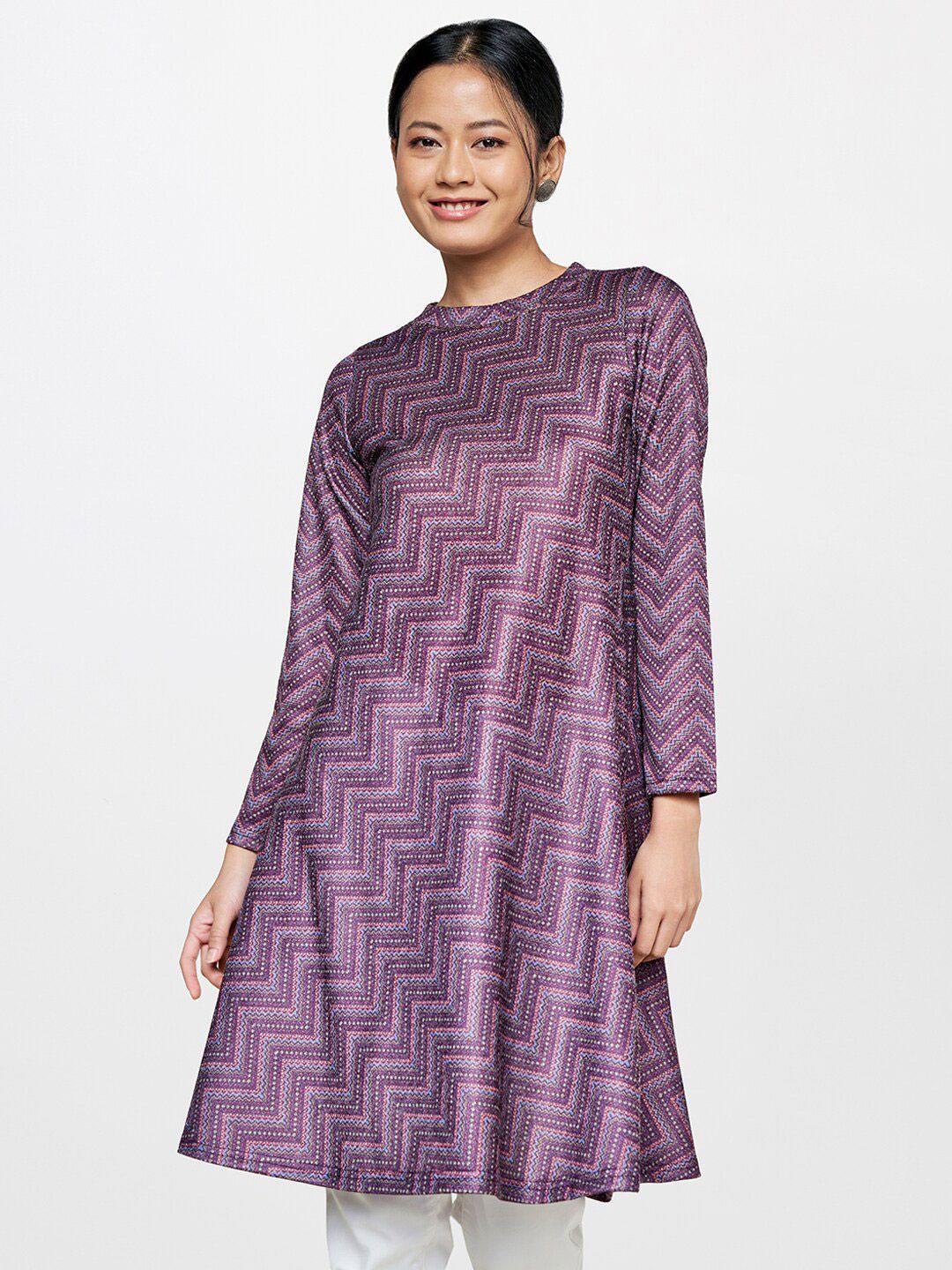 global desi mandarin collar printed tunic