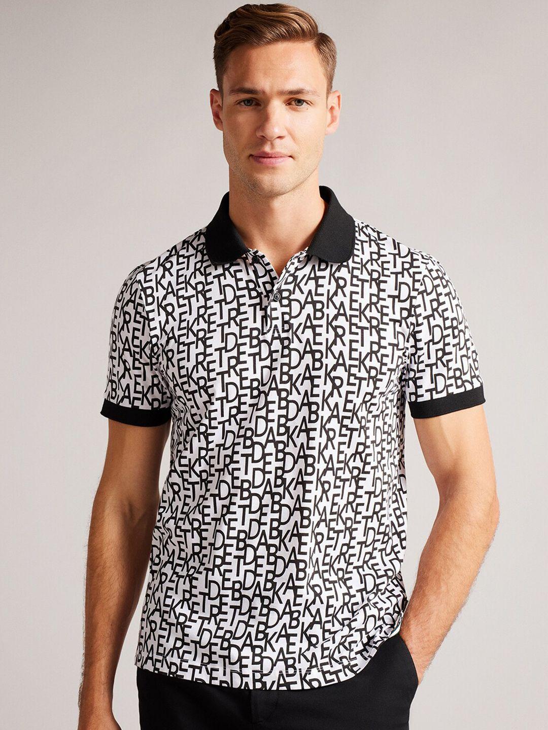 ted baker men typography printed polo collar t-shirt