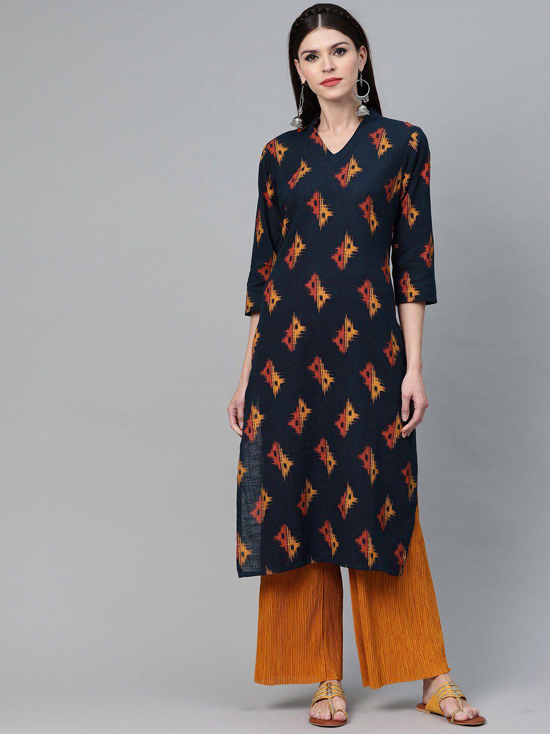 see designs women geometric printed cotton kurta