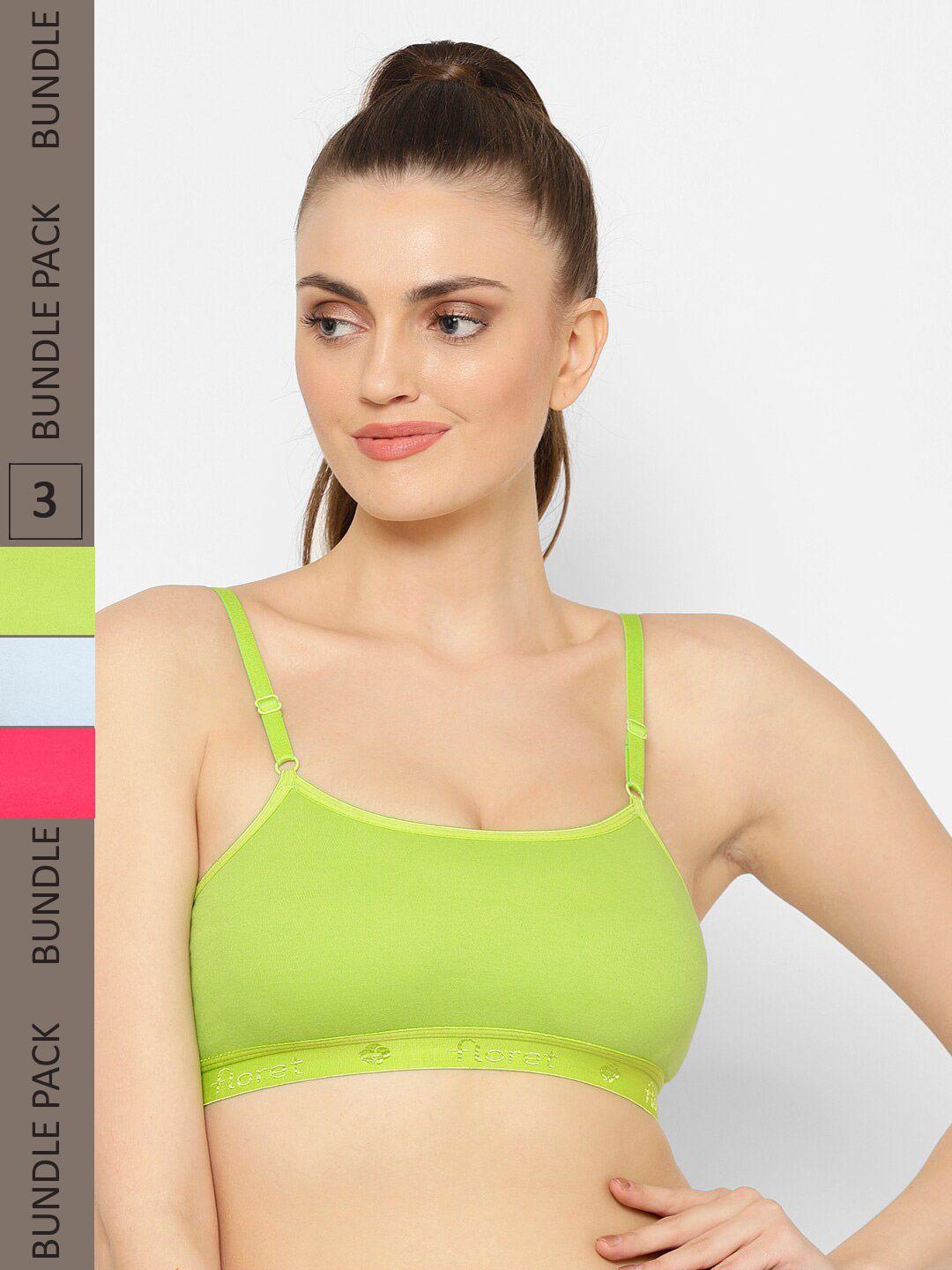 floret pack of 3 cotton workout bra