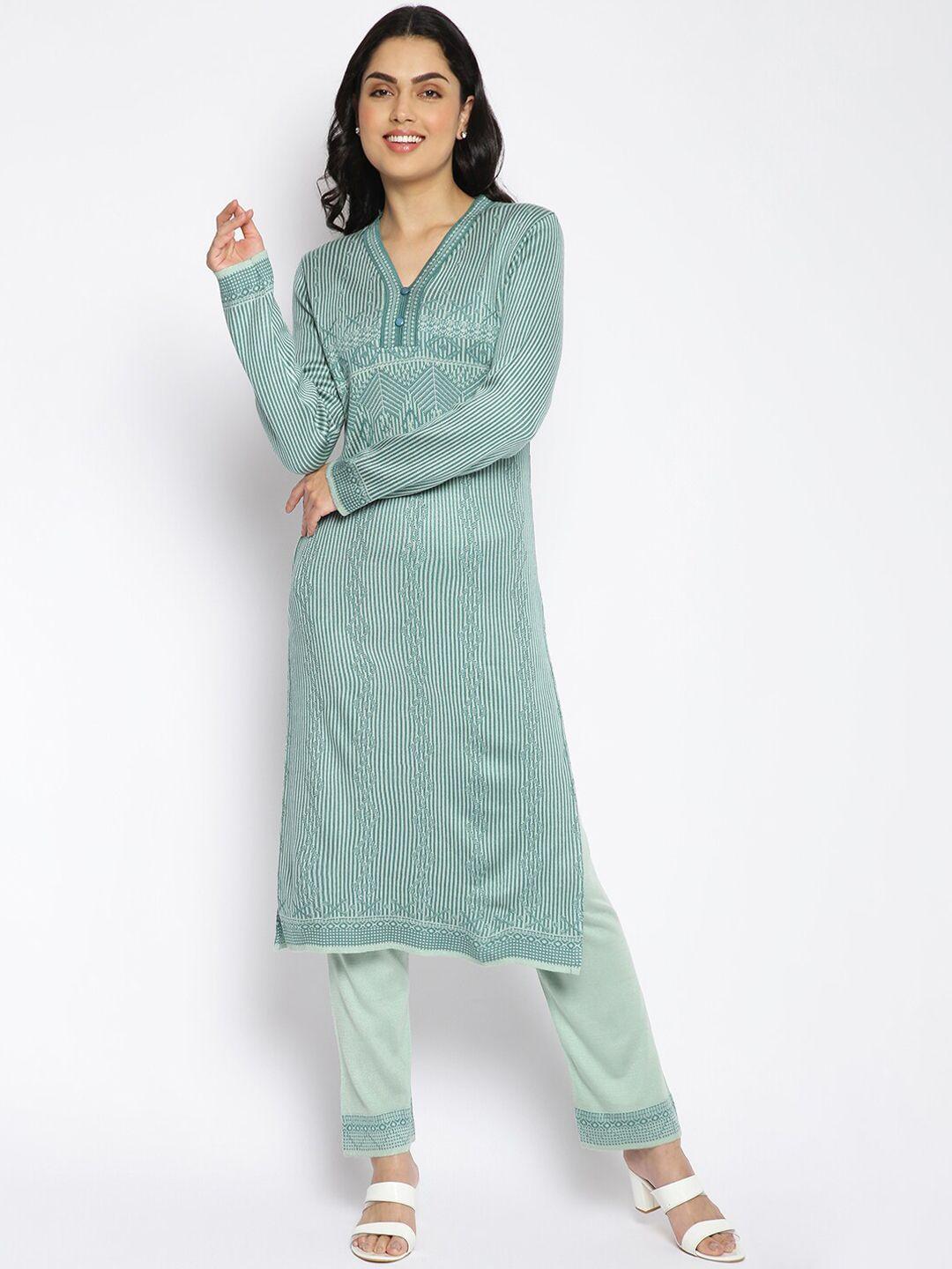 mikhad self design v-neck kurta with trousers