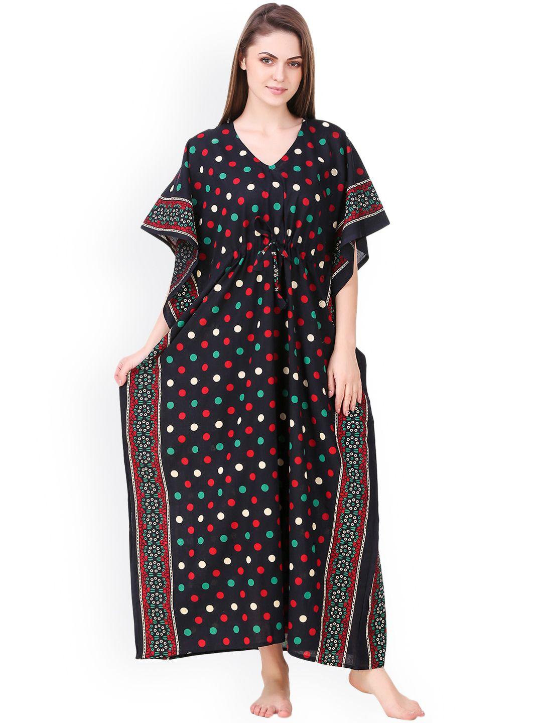 masha black printed kaftan maxi nightdress nt-a-174-923