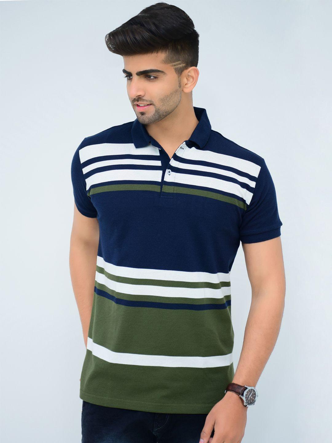 3bros men striped polo collar t-shirt