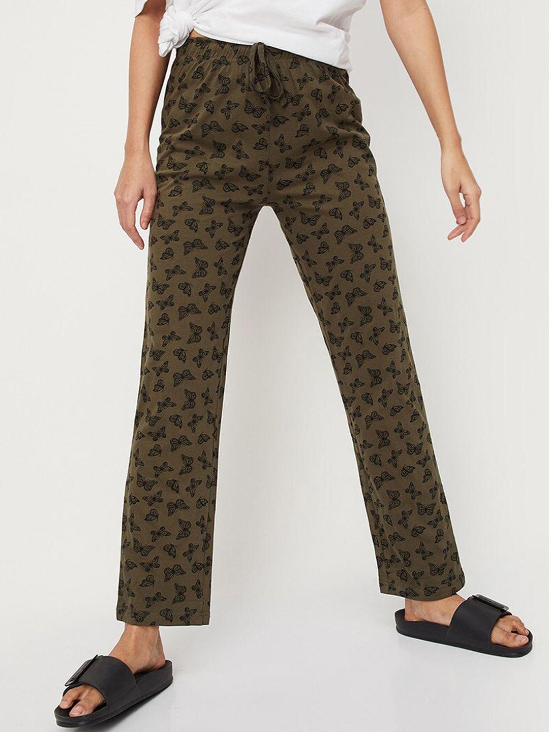 max women printed cotton lounge pants