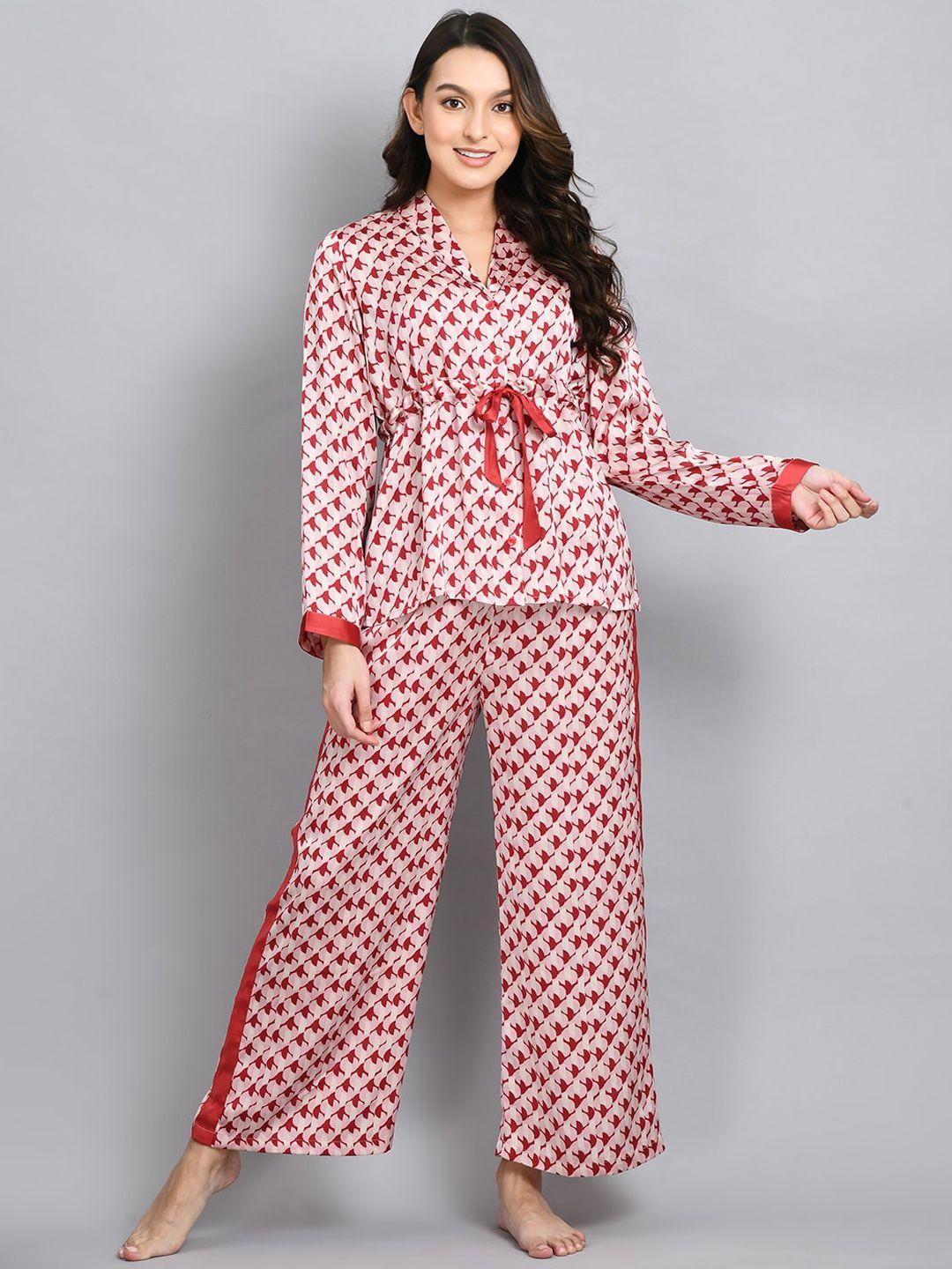 pretty loving thing women printed satin night suit