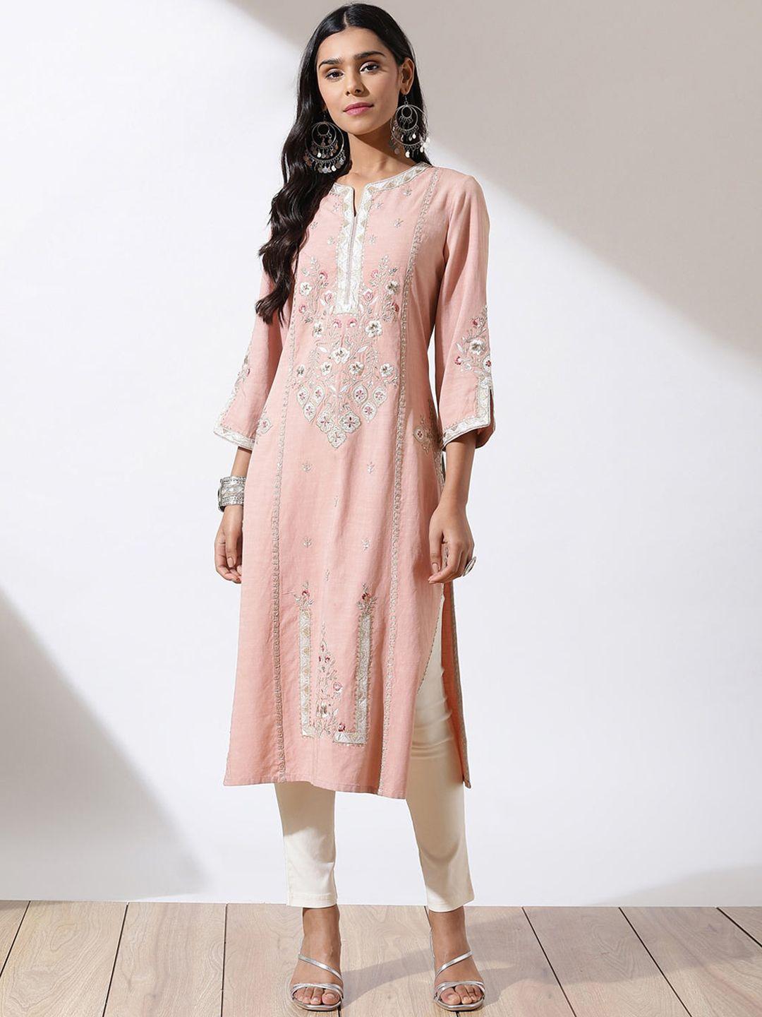 lakshita women cotton ethnic motifs embroidered thread work kurta