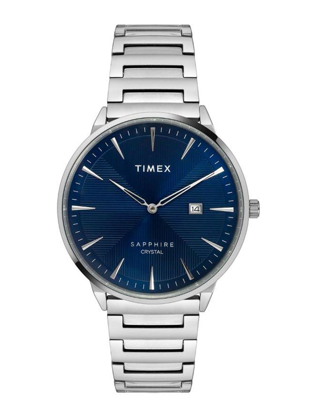 timex men dial & stainless steel bracelet style straps analogue watch